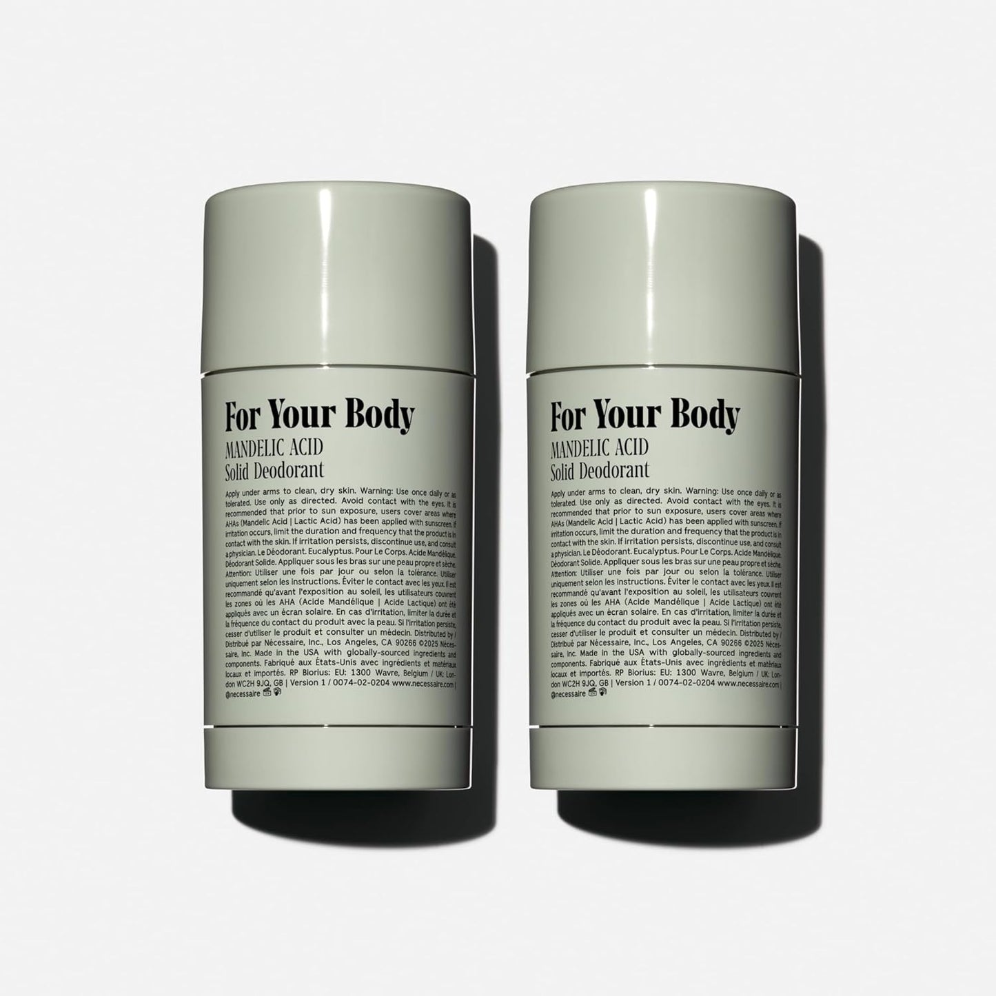 Nécessaire The Deodorant Duo Eucalyptus | Natural Aluminum Free Deodorant For Women & Men. Extra Strength Treatment with Mandelic Acid. Free of Baking Soda, Ozokerite & Parabens (75 g/2.5 oz)