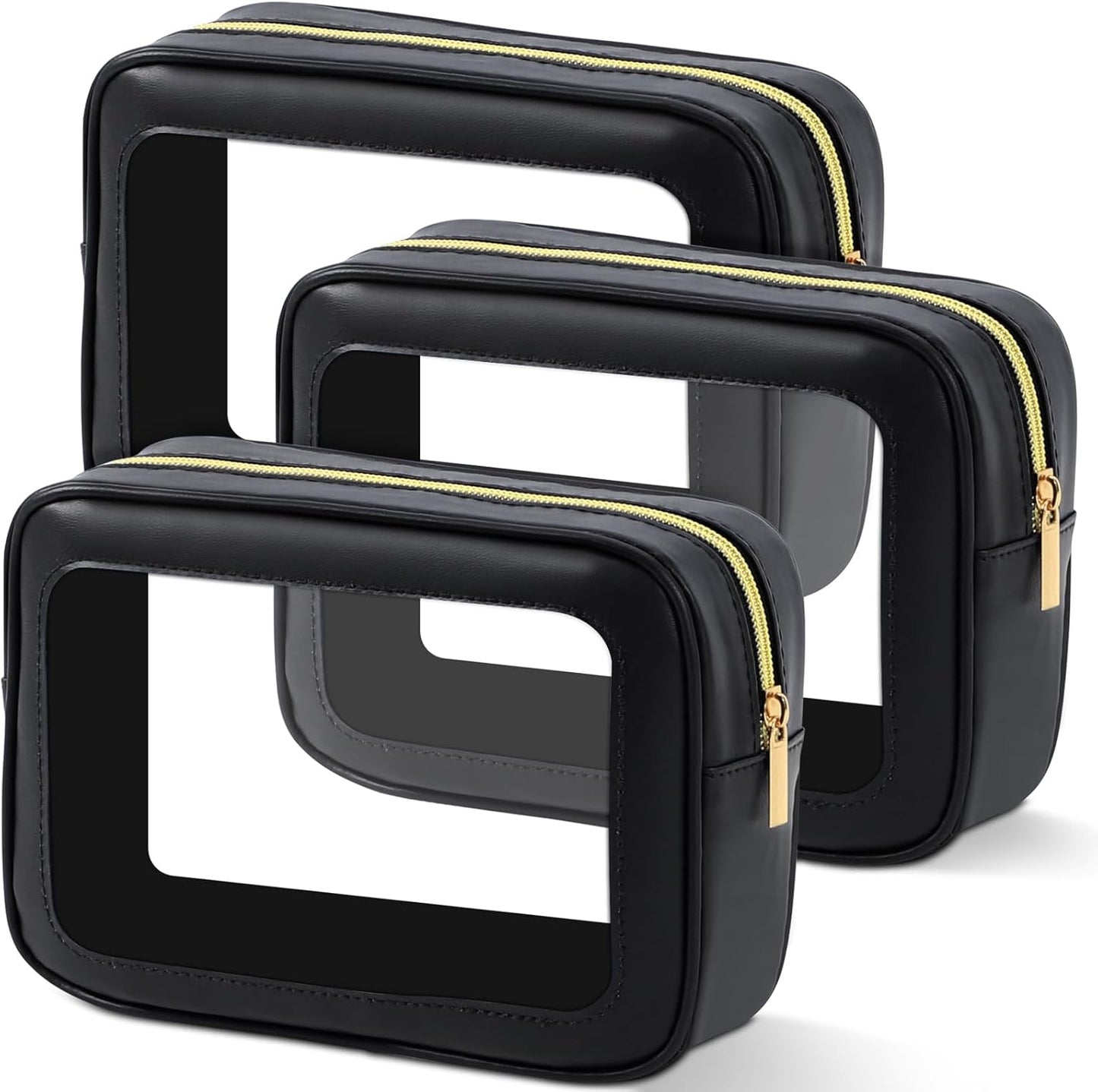 3PCS Diaper Bag Organizer Pouch Set, TSA Approved Toiletry Bag,Clear Waterproof TPU Makeup Bag Set Travel Organizer Bags for Women and Kids