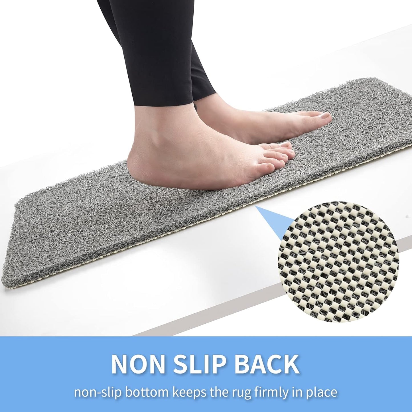 Non-Slip Shower Mat Bathtub Mat for Bath Tub,Anti Slip Bath Tub Mat,Floor Mat,Soft PVC Loofah Bathroom Mats,Foot Scrubber Mat,Quick Drying Easy Cleaning Mats for Wet Areas(40 * 16 Grey)