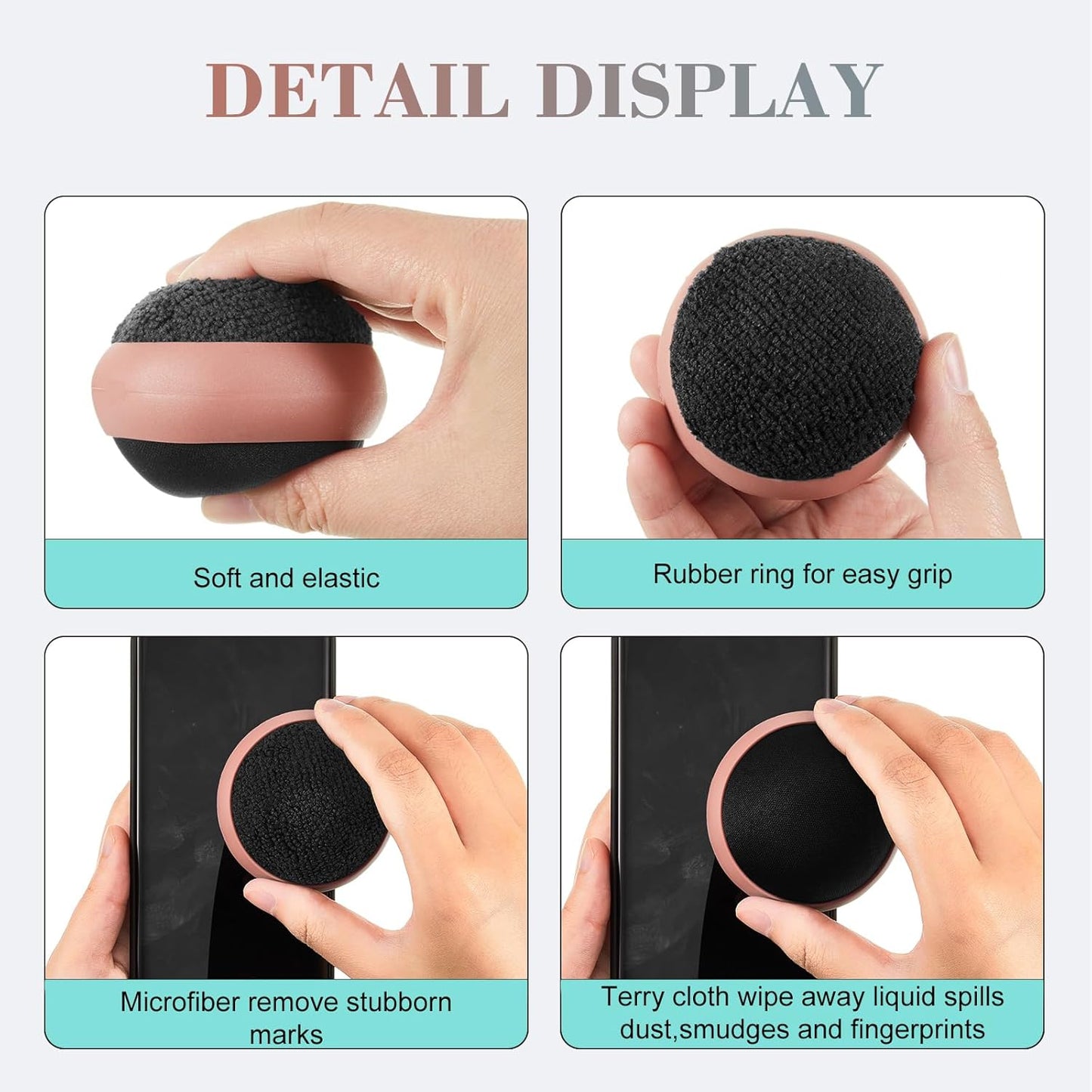 Suclain 4 Pack Christmas Touch Screen Cleaner Balls Phone Cleaning Ball Microfiber Touch Car Screen Glass Cleaner for Computer Laptop Phone Monitor