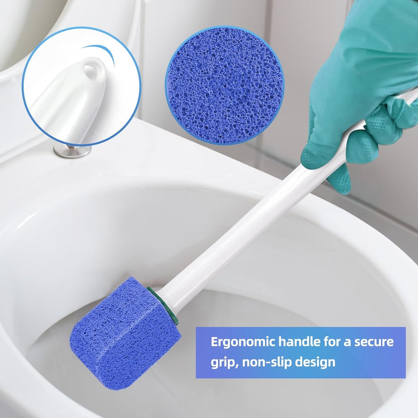 Pumice Stone Toilet Cleaner with Long Handle Pumice Stone Cleaner Rust and Grease Stain Clean Suitable for Toilet Bathroom Kitchen Sink BBQ 2 Handle and 10 Pumice Stones(Blue)