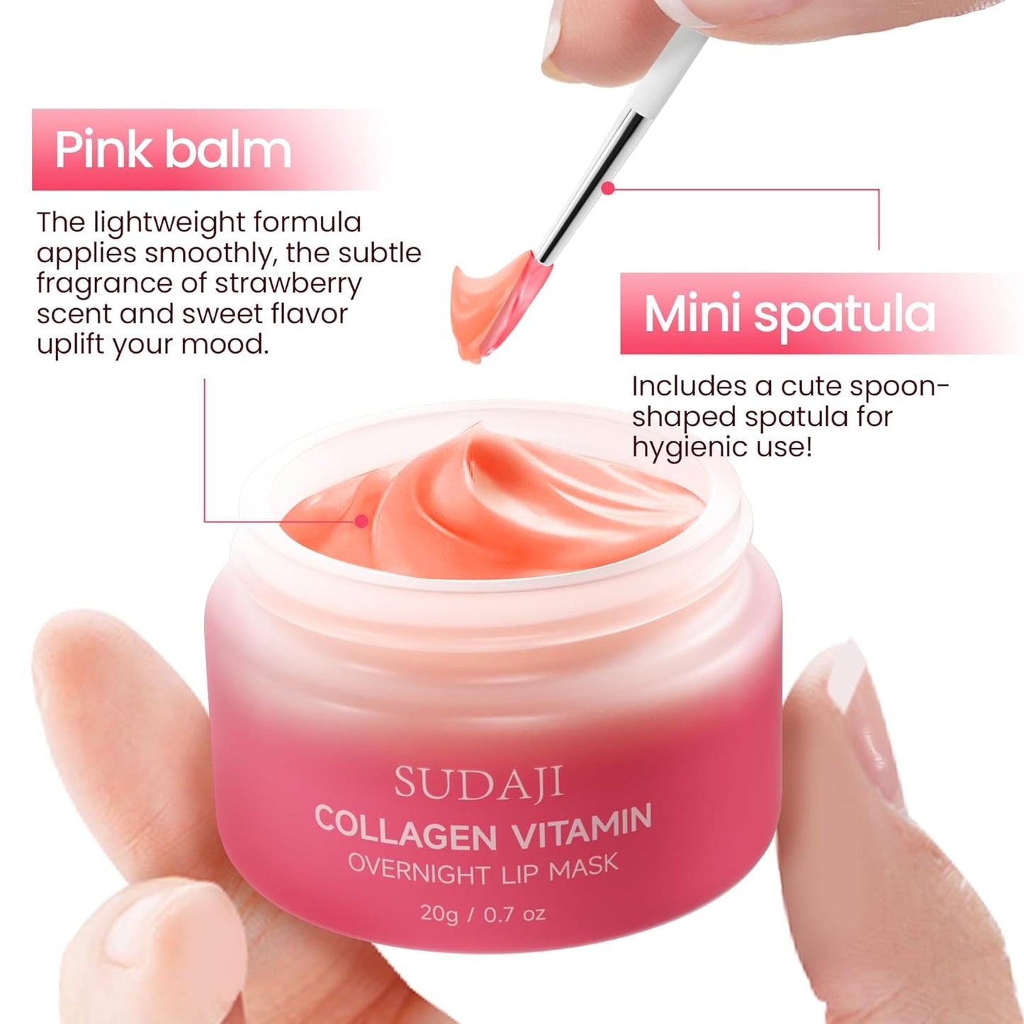 Collagen Lip Mask, Hydrating Lip Balm, Lip Moisture with Hyaluronic Acid & Vitamins E, A- Overnight Sleeping Nourishing Lip Butter Balm for Dry Lips 0.7 Oz