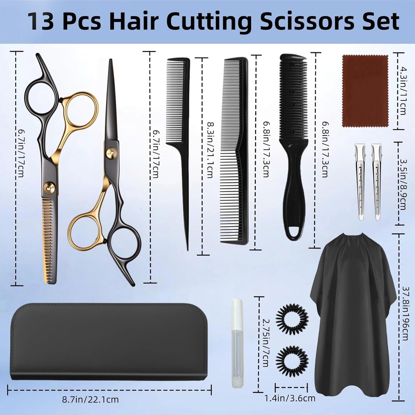 13 PCS Hair Cutting Scissors Shears Kits,Professional Haircut Scissors Kit with Cutting Scissors,6.5 Inches Hair Cutting Scissors Kit for Men/Women/Kids/Salon & Home