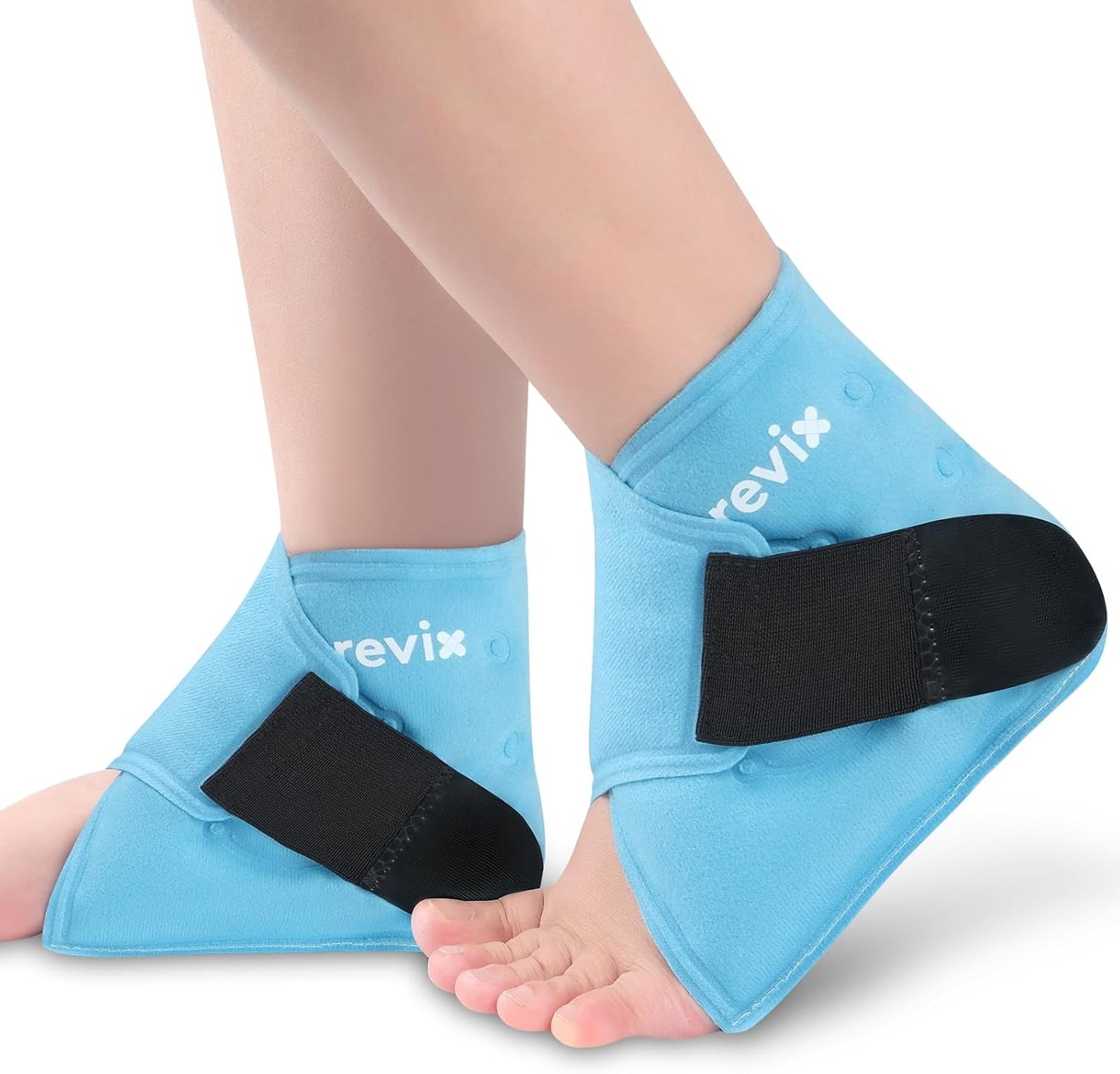 REVIX Ankle Ice Pack Wrap – Reusable Gel Cold Compression for Foot Discomfort, Ice Wrap for Feet Swelling and Recovery, Plantar Fasciitis, Achilles Tendonitis, and Sprained Ankles, 2 Packs