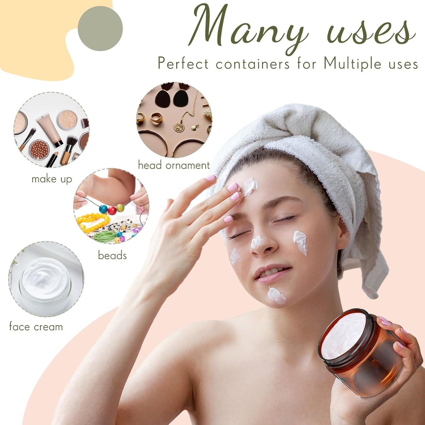 SATINIOR 12 Pack 2 oz Plastic Container Jars with Lids Round Clear Travel Cosmetic Container Slime Jars for Toiletries, Lotion, Cream, Ointments, Makeup, Rhinestone, Samples, Kitchen Storage(Amber)