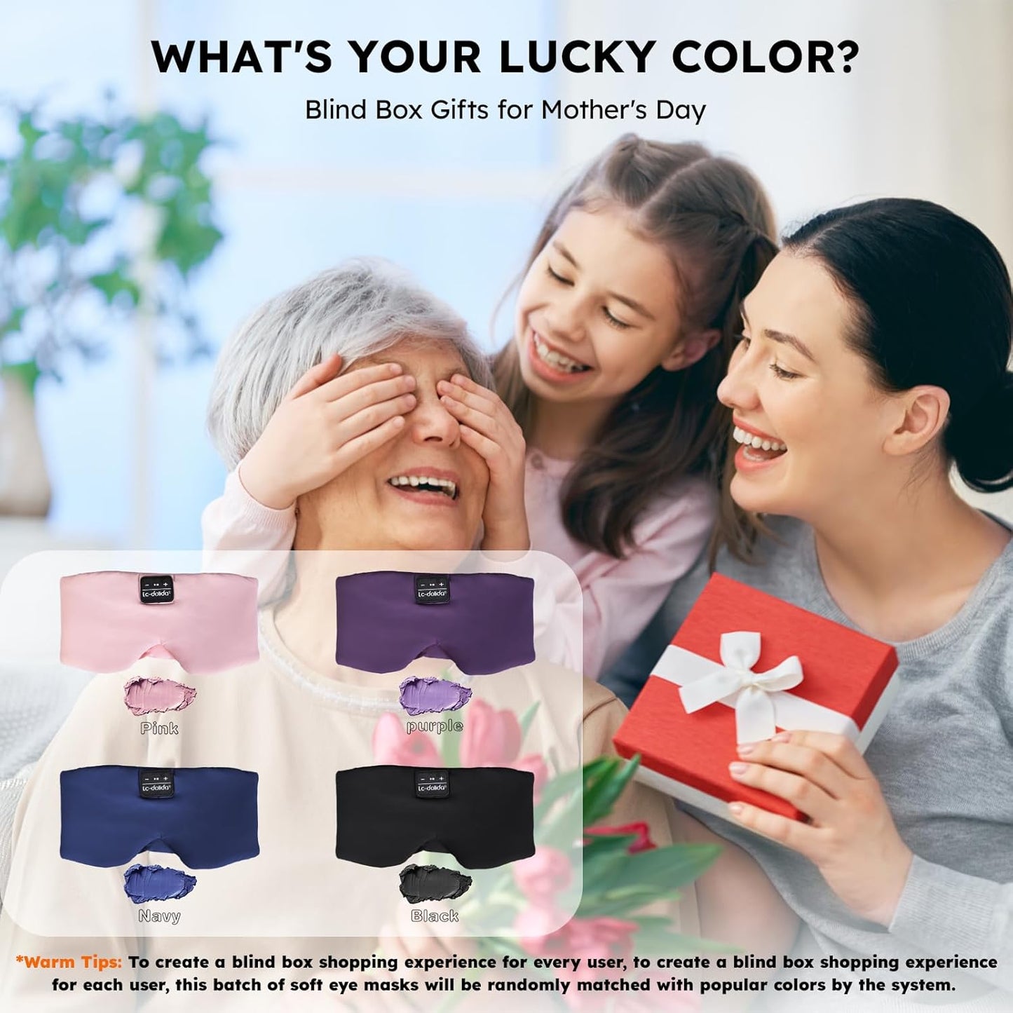 LC-dolida Sleep Mask with Bluetooth Headphones, Ice Silk Sleep Headphones with Bluetooth 5.4, Total Blackout Eye Mask for Sleeping, Sleep Soft Mask for Women Men, All Night Sleep, Travel(Black)