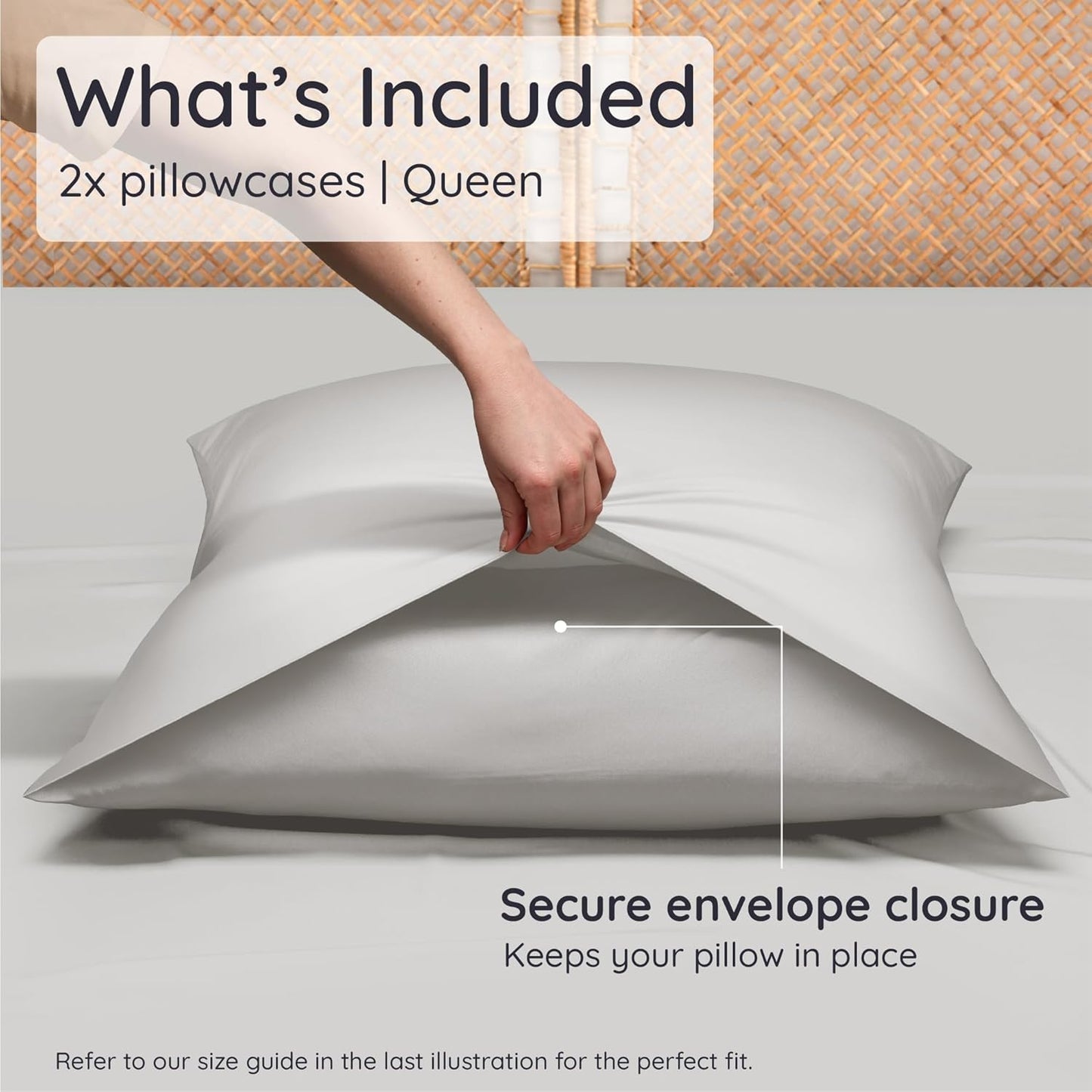 Bambaw 100% Viscose Derived from Bamboo Pillowcase Queen Size – Set of 2 Cooling Pillow Cases for Hair Protection, Envelope Pillow Cases Queen Size, Soft & Anti Acne Pillow Cases (Moonlight Gray)