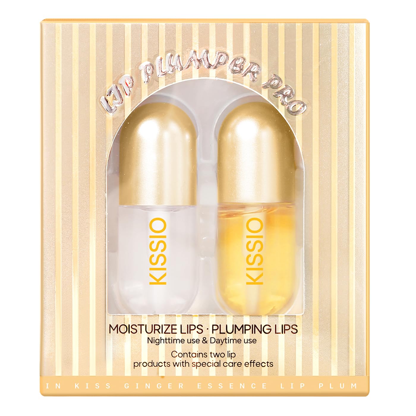 KISSIO Lip Plumper,2 PCS Natural Lip Plumper,Plumping Lips Serum,Plumping Lips Balm,Hydrated,Plump Day and Night,11ml
