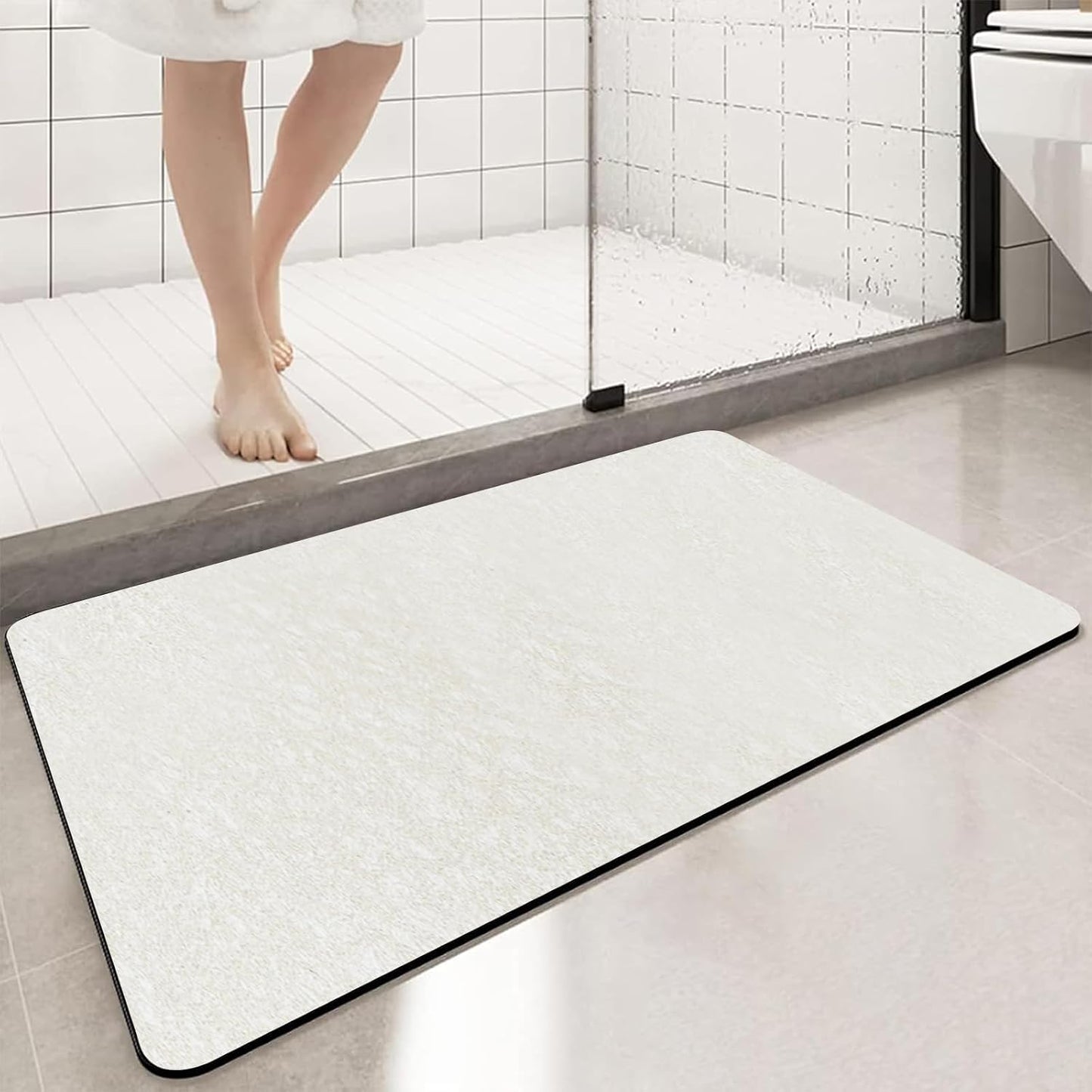 Diatomaceous Earth Bath mat Bathroom Rugs Super Absorbent Quick Dry Non Slip Bath Mat Thin Bathroom Floor Mats Fit Under Door-Shower Rug for in Front of Bathtub Shower, Beige, 19.6"x31.5"