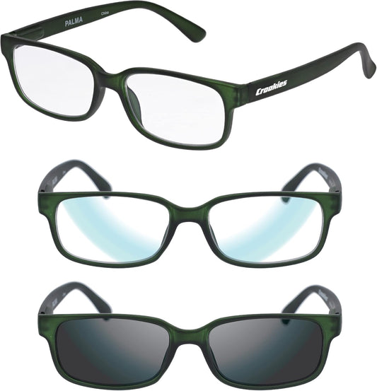 Croakies Palma Photochromic Progressive Eyewear | UV400 Sunglass for Outdoor | Bluelight Eyeglass for HEV Devices | Bundle