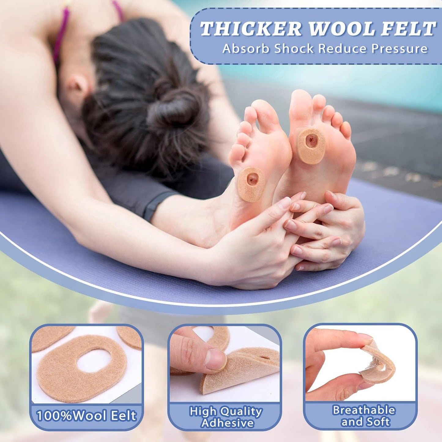 WILLBOND 48 Pack Callus Pads Soft 1/4" Thick Oval Shape Corn Pads 1/8" Felt Callus Cushions Adhesive Corn Protectors for Men Women Feet Toes Pain Relief(Nude, 1/8 Inch)