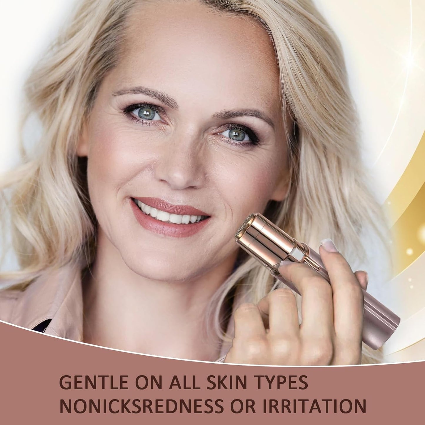 Facial Hair Remover for Women, Painless Hair Removal Device Portable Womens for Lip, Chin with USB Rechargeable, Rose Gold