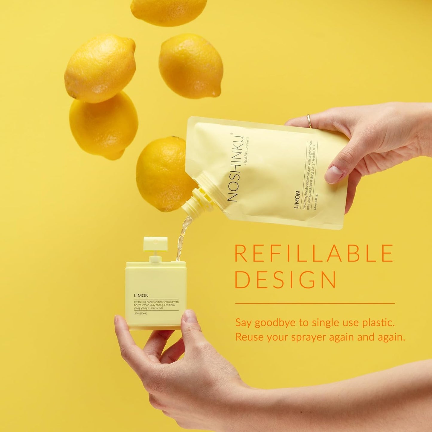 Noshinku - Refillable Hand Sanitizer Discovery 6-Pack, Travel Size Spray with Hydrating Botanical Mist, Natural Ingredients, All Natural Fragrances, Sugarcane-Derived Alcohol, No Parabens, No Dyes