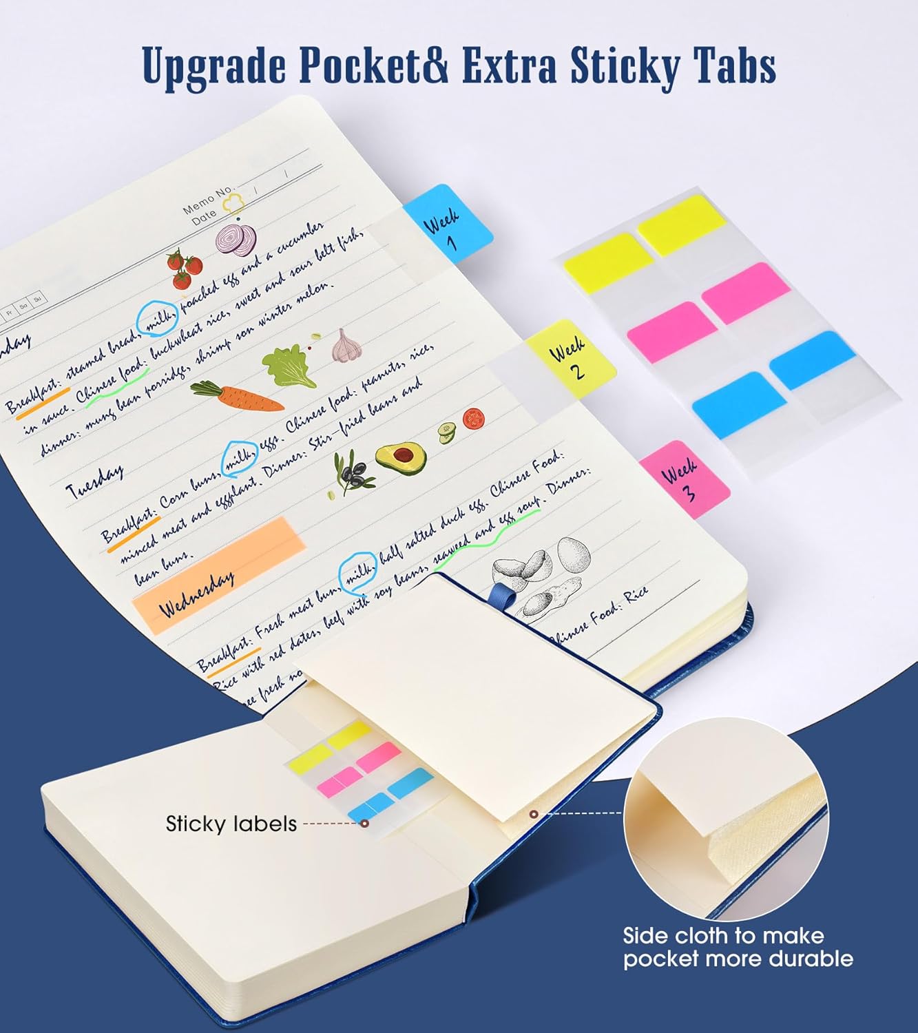 Lined Journal Notebook -365 Pages A5 Thick Journals for Writing Ruled Notebook, Hardcover Leather Journal for Women Men, Daily Notebook for Work, Note Taking, 100Gsm Paper( 5.75'' X 8.38'' Darkblue)