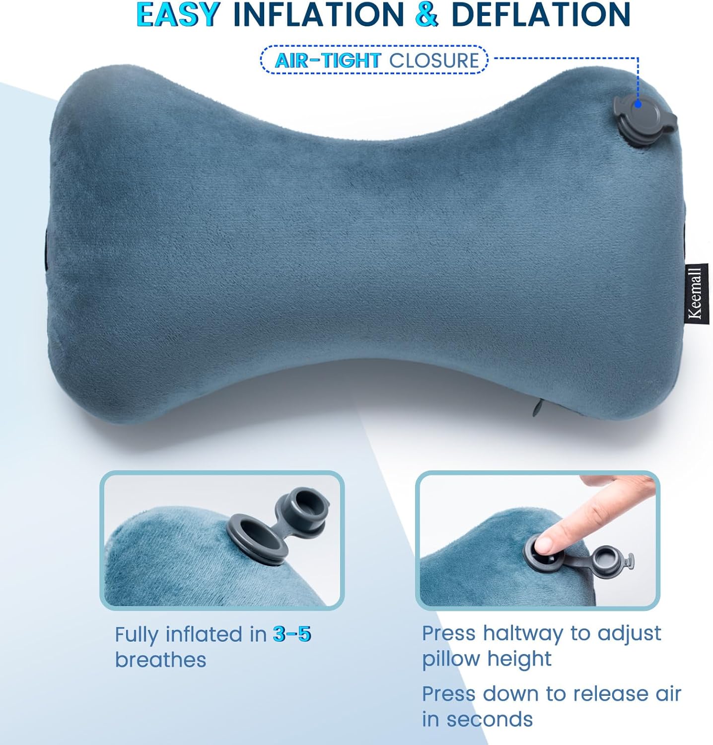 Inflatable Car Neck Pillow Driving , Blow Up Car Headrest Pillow for Car, Inflatable Travel Pillow for Camping, Neck Support for Office Chair - Adjustable Softness