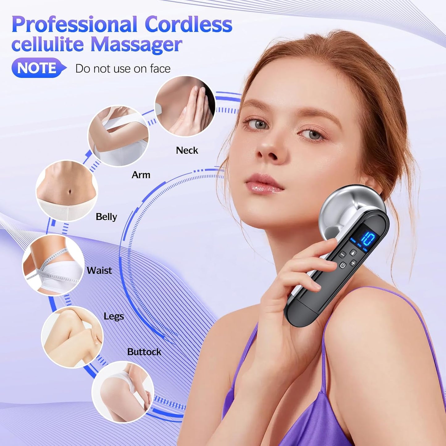 Body Sculpting Machine - Professional Handheld Cordless Cellulite Massager - Suitable for Belly, Neck, Legs, Hip, Arms