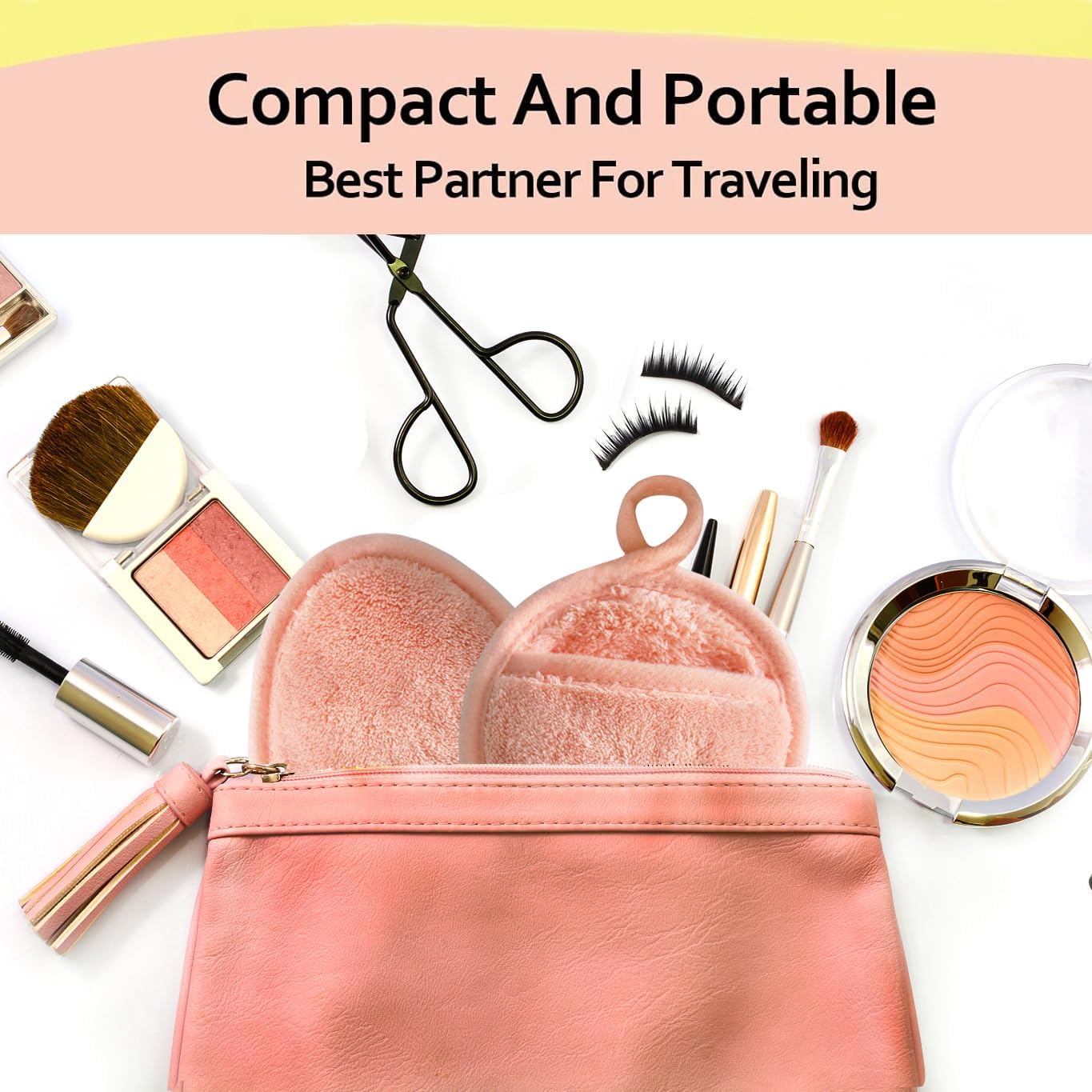 Reusable Makeup Remover Pads Soft Makeup Remover Cloths Washable Facial Makeup Cleansing Pads for Face,Lip,Eyes Orange 6PCS