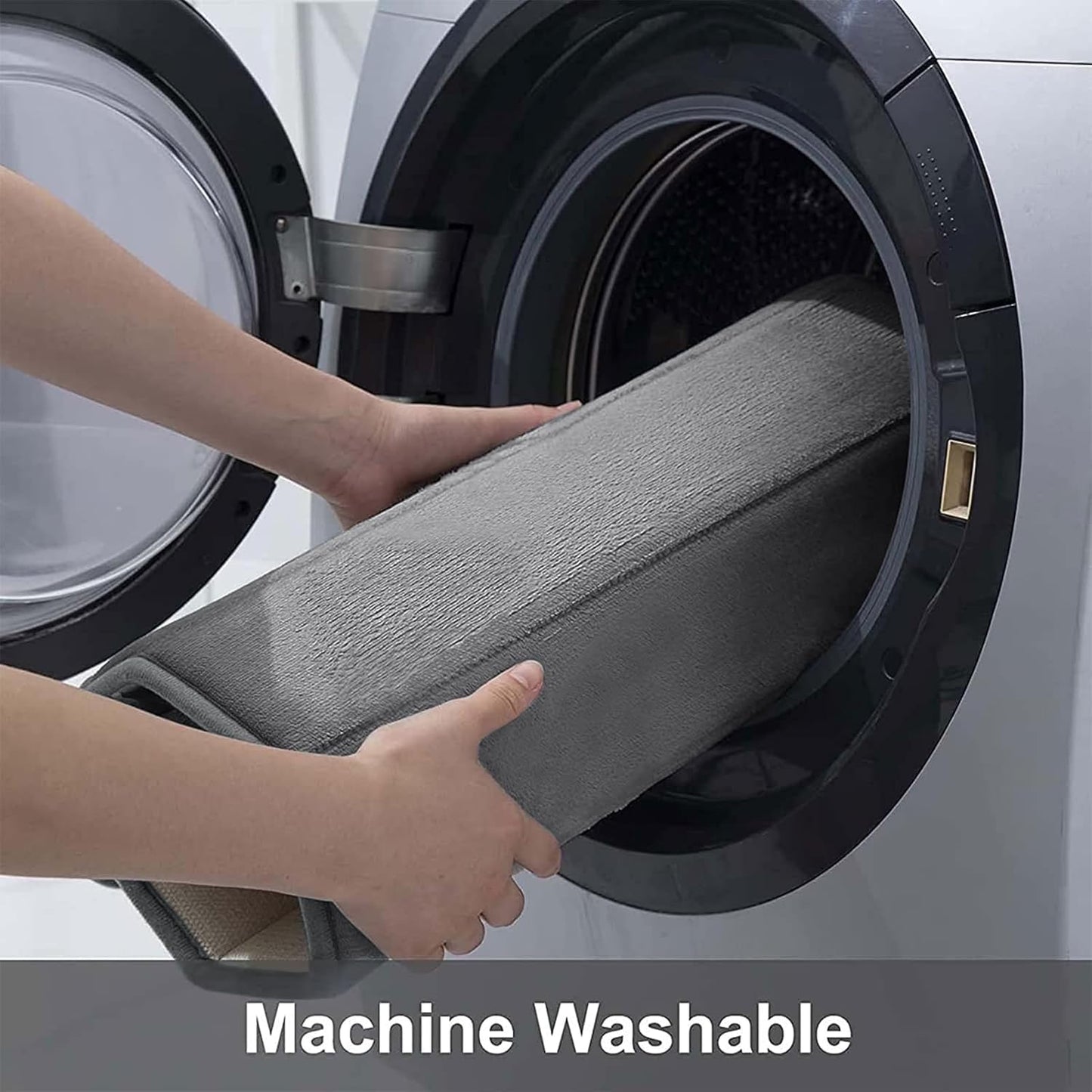 Buganda Memory Foam Bath Mat, 47" x 17", Ultra Soft and Non-Slip Bathroom Rugs, Water Absorbent and Machine Washable Bath Rug Runner for Bathroom, Shower, and Tub, Grey