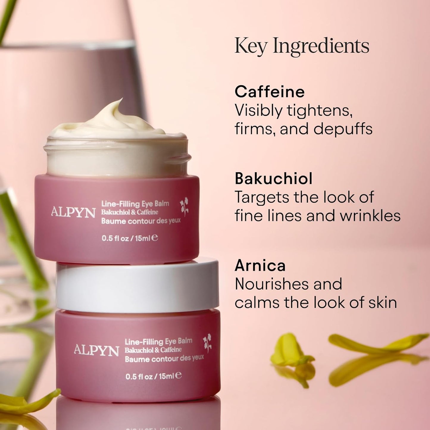 Alpyn Line-Filling Eye Balm with Bakuchiol & Caffeine, Reduce the Look of Fine Lines & Wrinkles, Minimize the Appearance of Puffiness & Target Dark Circles, 0.5 oz / 14 ml