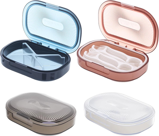 4 Pcs Qtip Holder Hair Tie organizer Small Container Portable Travel Qtips Case Cotton Swab Holder Flosser Dispenser 4 Soft Colors 3.94 x 2.76 Inch