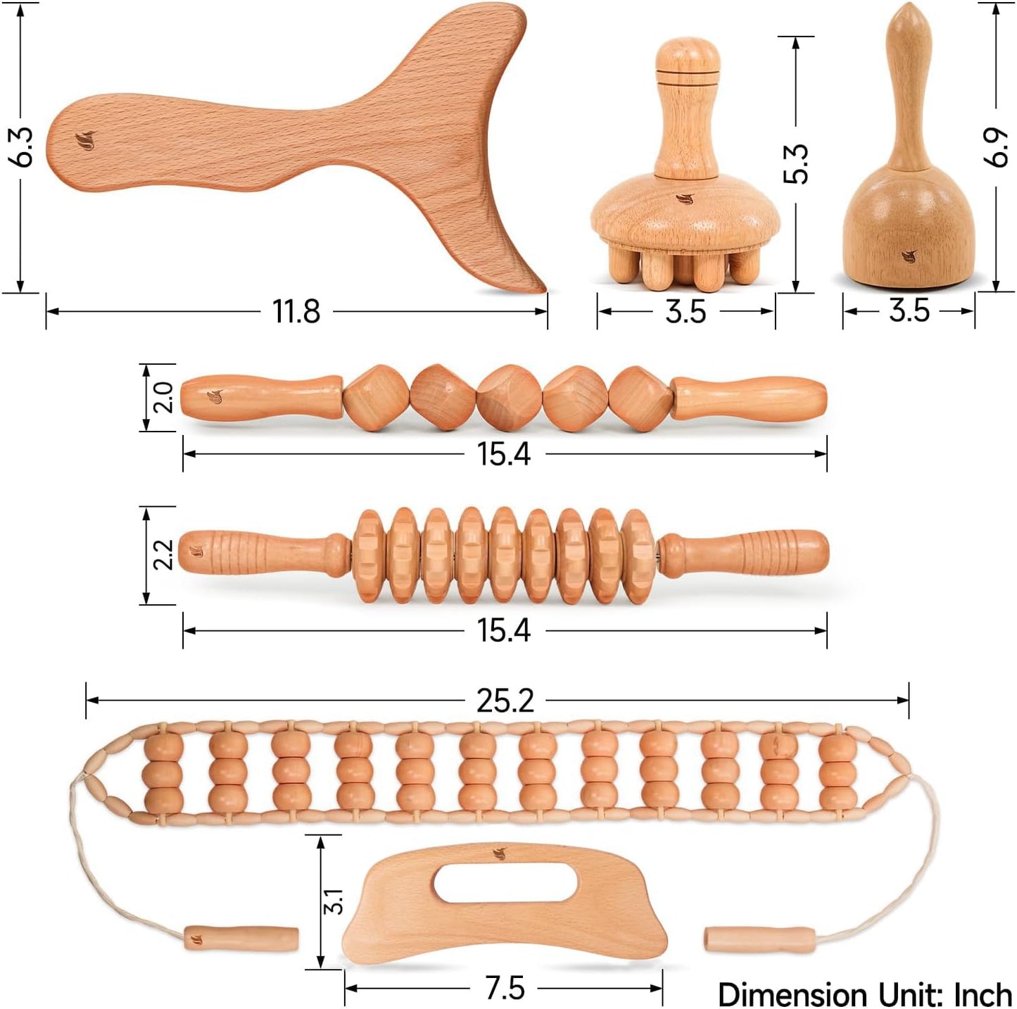 7-in-1 Wood Therapy Massage Kit, Perform Lymphatic Drainage, Relax Your Muscles, Relief Pain for Muscle, Anti-Cellulite