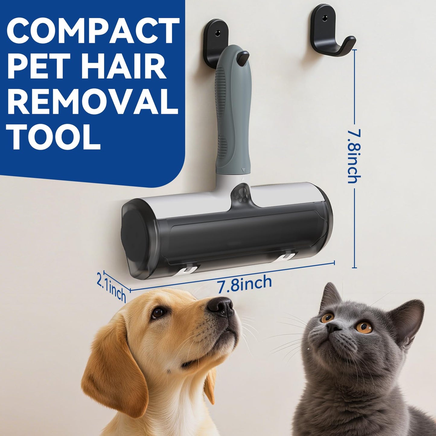 Belife Pet Hair Remover Roller Reusable Lint Roller for Dog and Cat Hair, Multi-Surface Pet Hair Removal Tool for Couch, Furniture, Carpet, Clothes, Bedding (Gray)