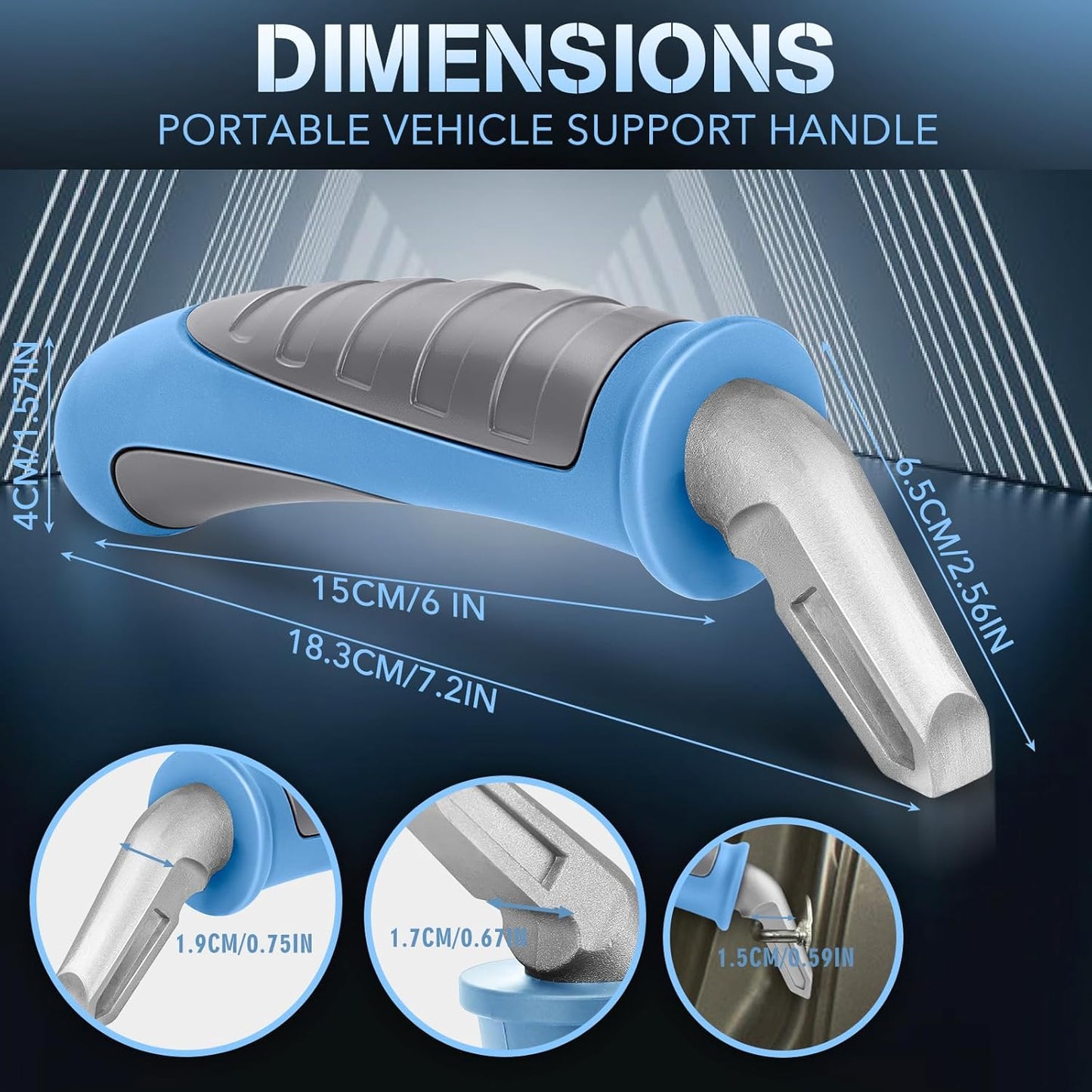 Car Door Handle for Elderly Car Handle Assist Support, Portable Auto Grab Handles for Handicap Seniors, Light Blue and Grey