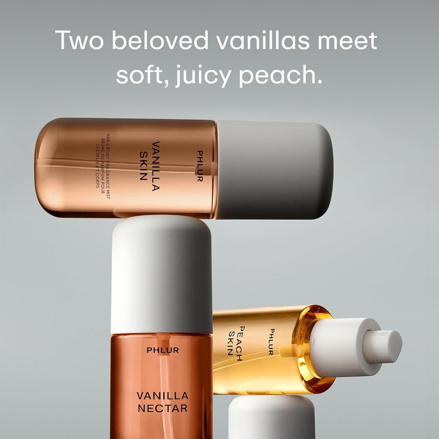 PHLUR Vanilla Peach Trio - Exclusive 3pc Travel Size Body Mist Set ft. Vanilla Skin, Nectar, Peach Skin (3 x 3 fl oz)