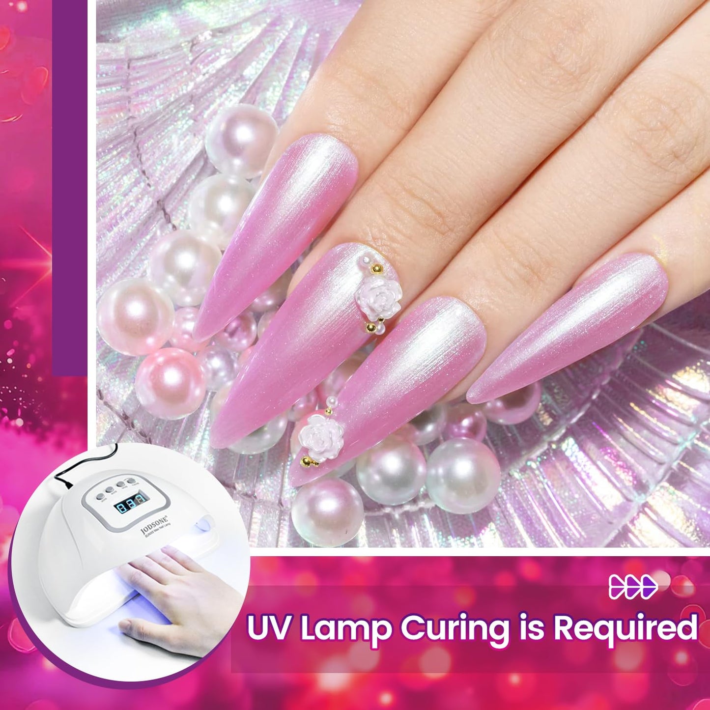 JODSONE 10ml Gel Nail Polish Set Red Glitter 6Colors Glitter Rose Red Gel Polish Lacquer Glossy Art for Nail and Salon Need U V Lamp