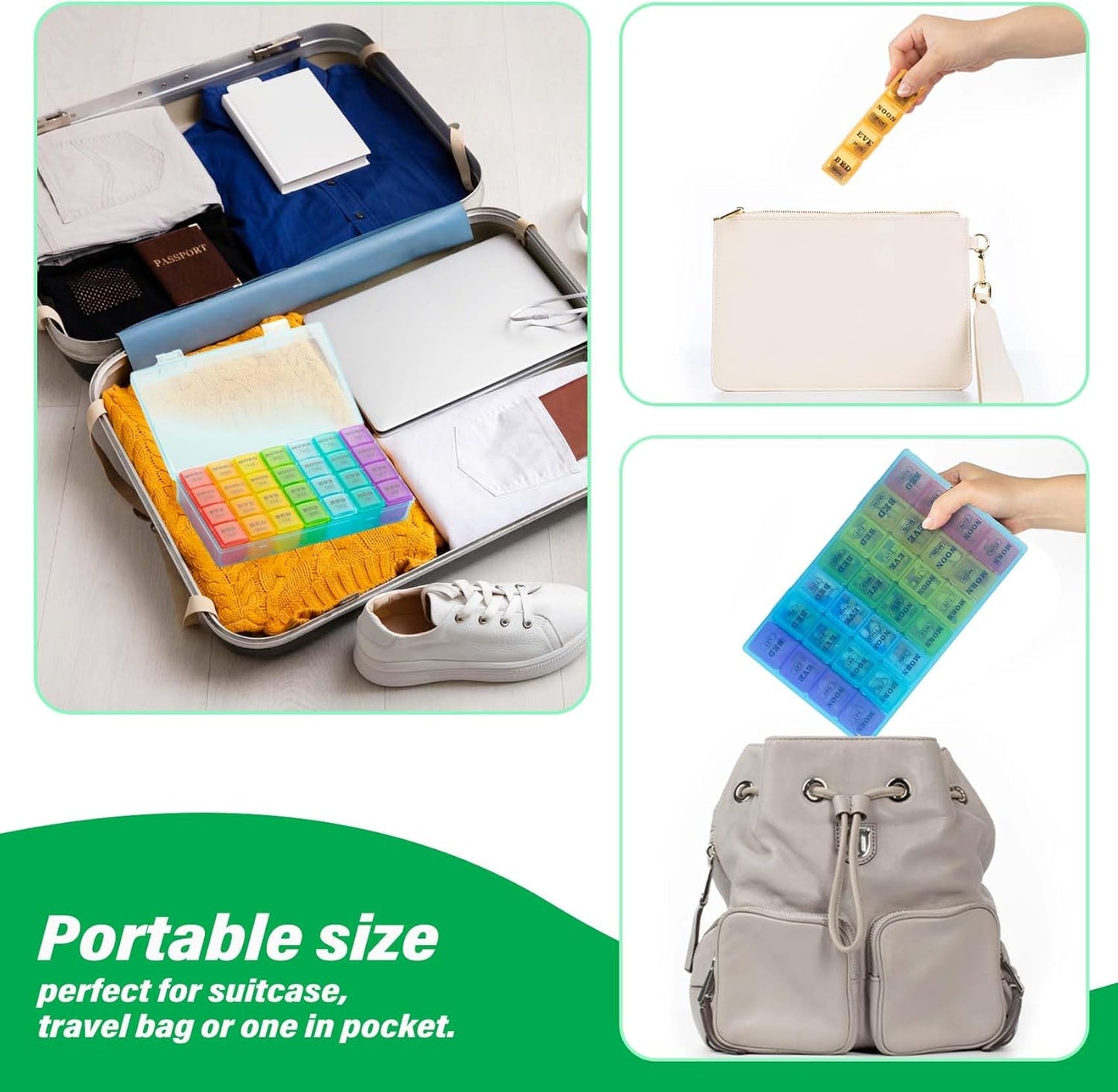 XL Large Weekly Pill Organizer 4 Times a Day, 7-Day Pill Boxes and Organizer AM PM, Big Compartments Pill Case, Monthly Medication Organizer 28 Days Dispenser for Fish Oils