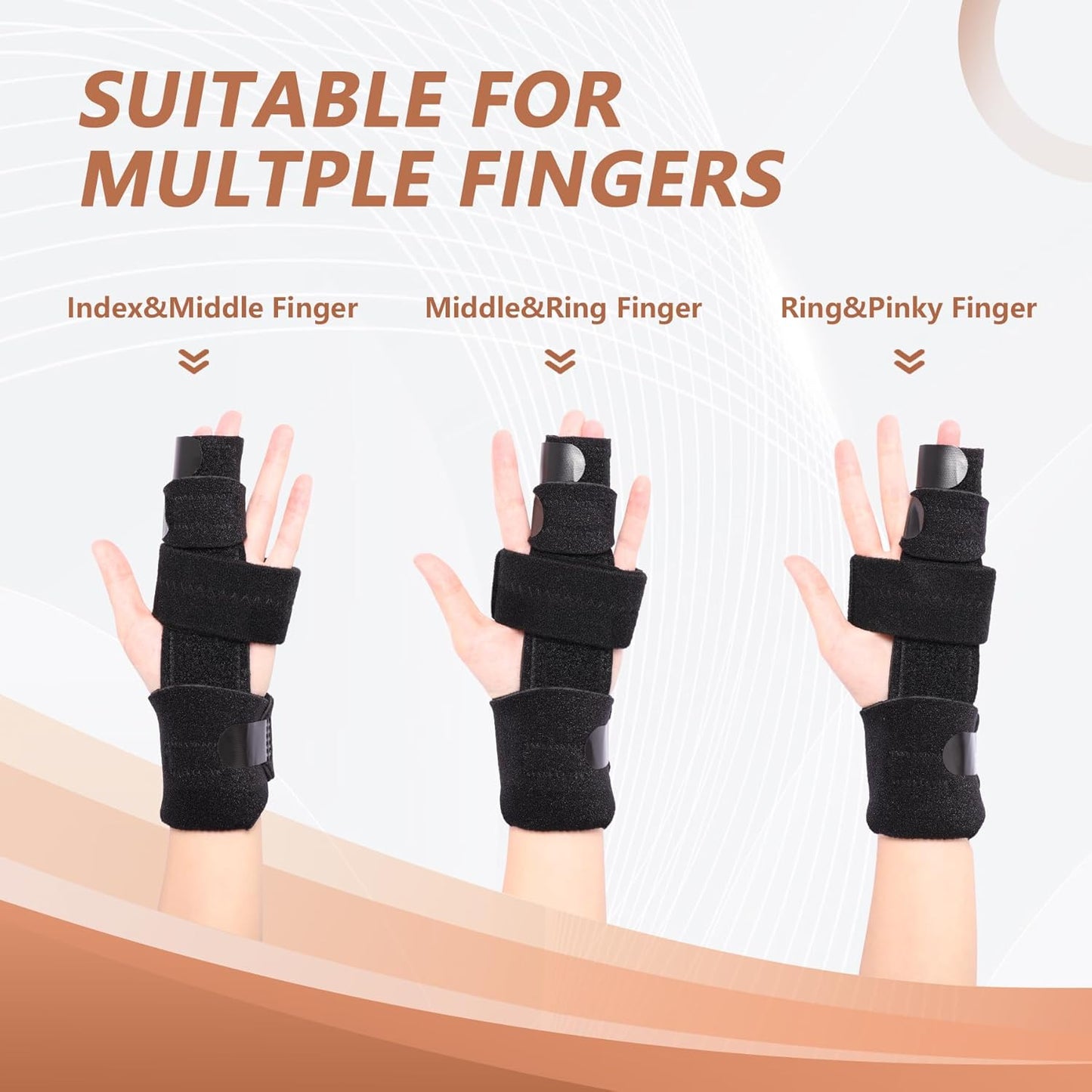 2 Finger Splint, Adjustable Finger Brace, Finger Metal Support for Broken Fingers, Mallet Finger Splints, Trigger Finger Straightener, Arthritis, Pain Relief, Injury, Fracture, Sprains(L/XL)
