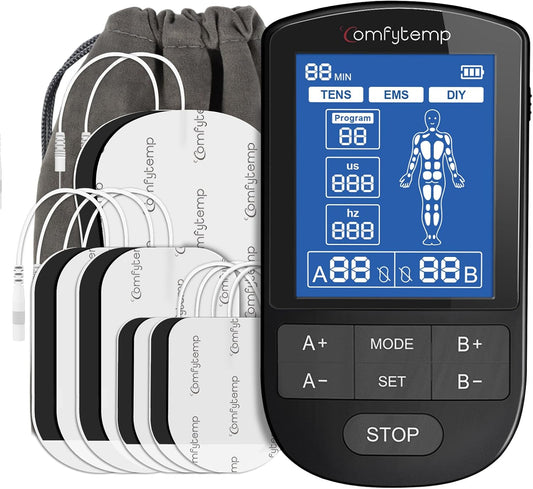 Comfytemp TENS Unit Muscle Stimulator for Pain Relief Therapy, FSA HSA Eligible TENS Machine, 20 & DIY Modes, Dual Channel EMS Unit, Pulse Muscle Massager for Back, Shoulder, Sciatica, Christmas Gifts