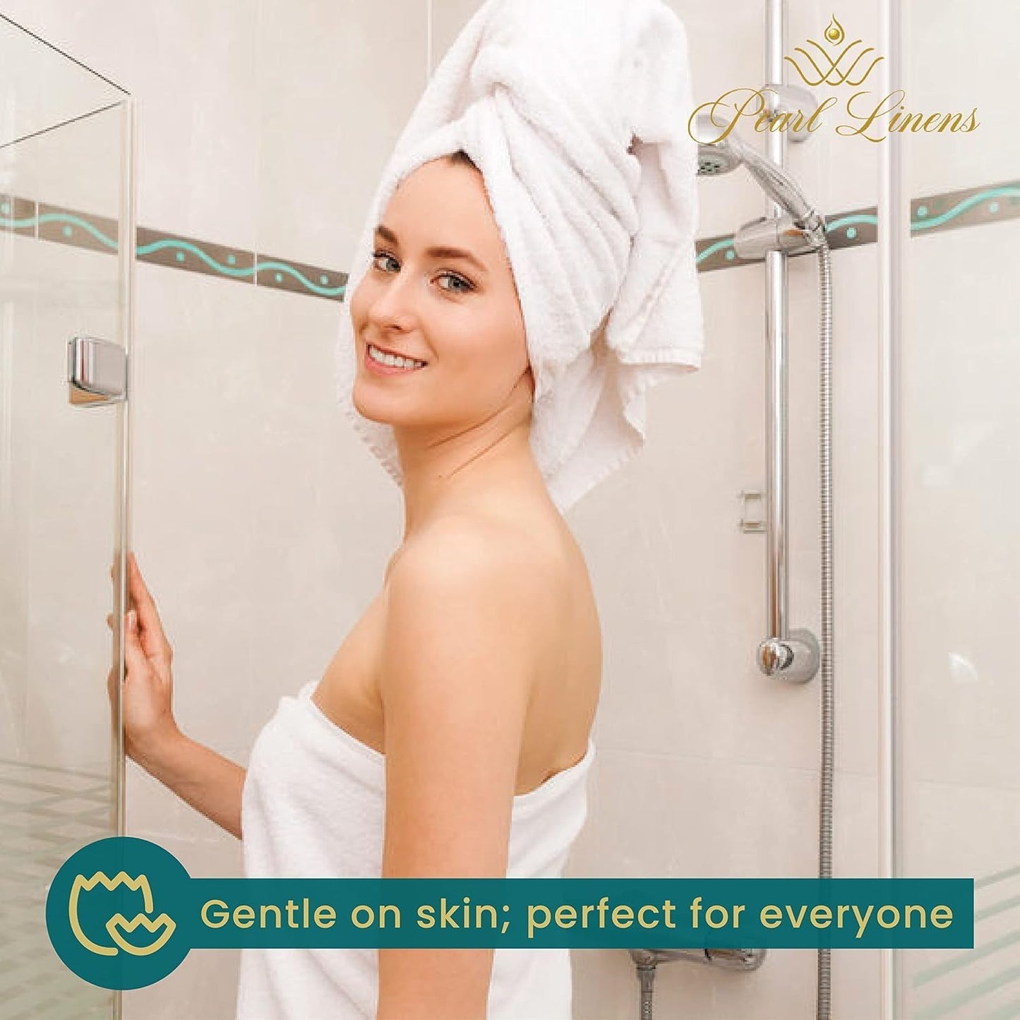 Pearl Linens 12 Pack 22x44 Economy Cotton Hotel Quality White Bath Towels Quick-Dry, Lightweight, Soft & Absorbent Bathroom Towels for Spa, Gym, Hotel & Shower Bulk White Towel Set