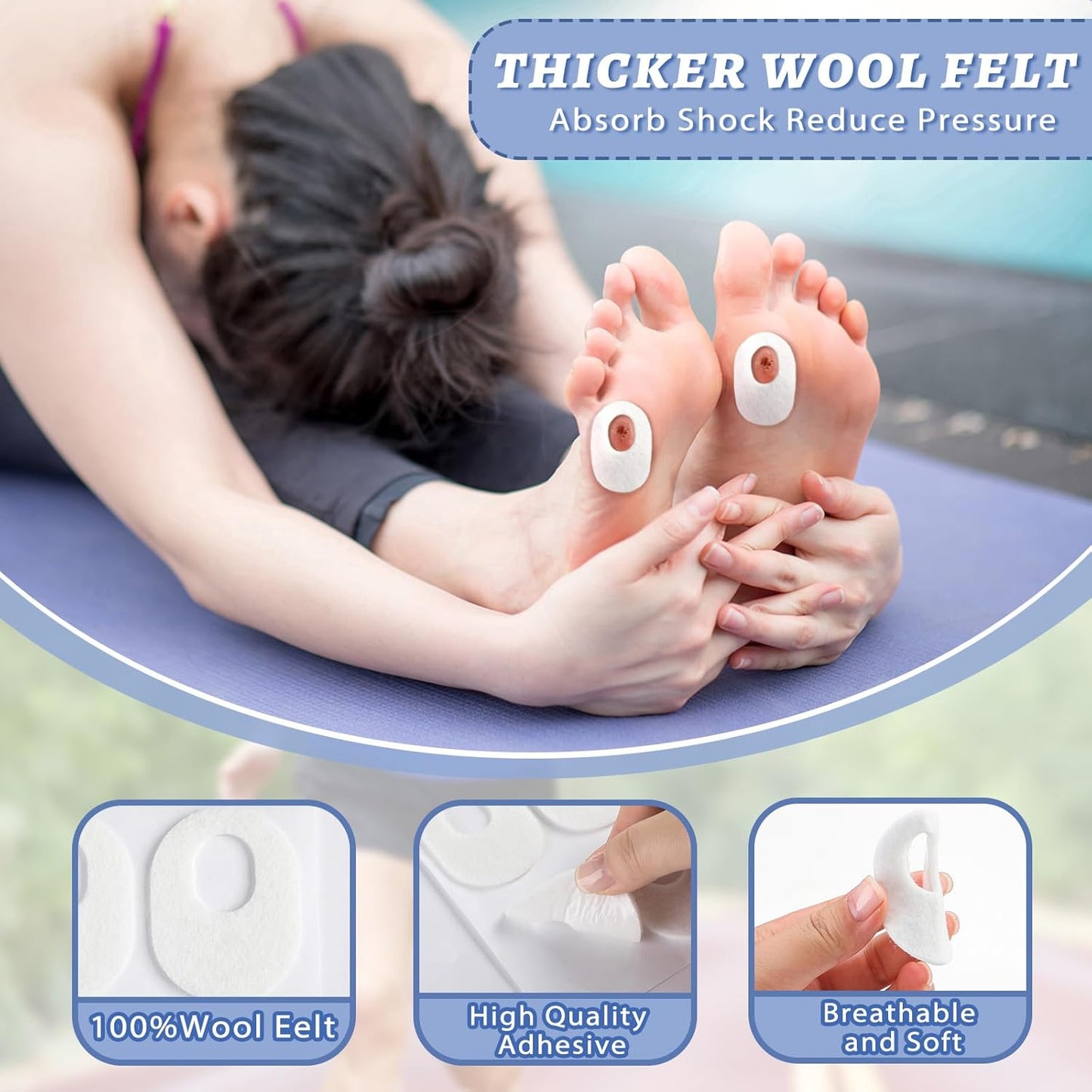 WILLBOND 48 Pack Callus Pads Soft 1/4" Thick Oval Shape Corn Pads 1/8" Felt Callus Cushions Adhesive Corn Protectors for Men Women Feet Toes Pain Relief(White, 1/8 Inch)