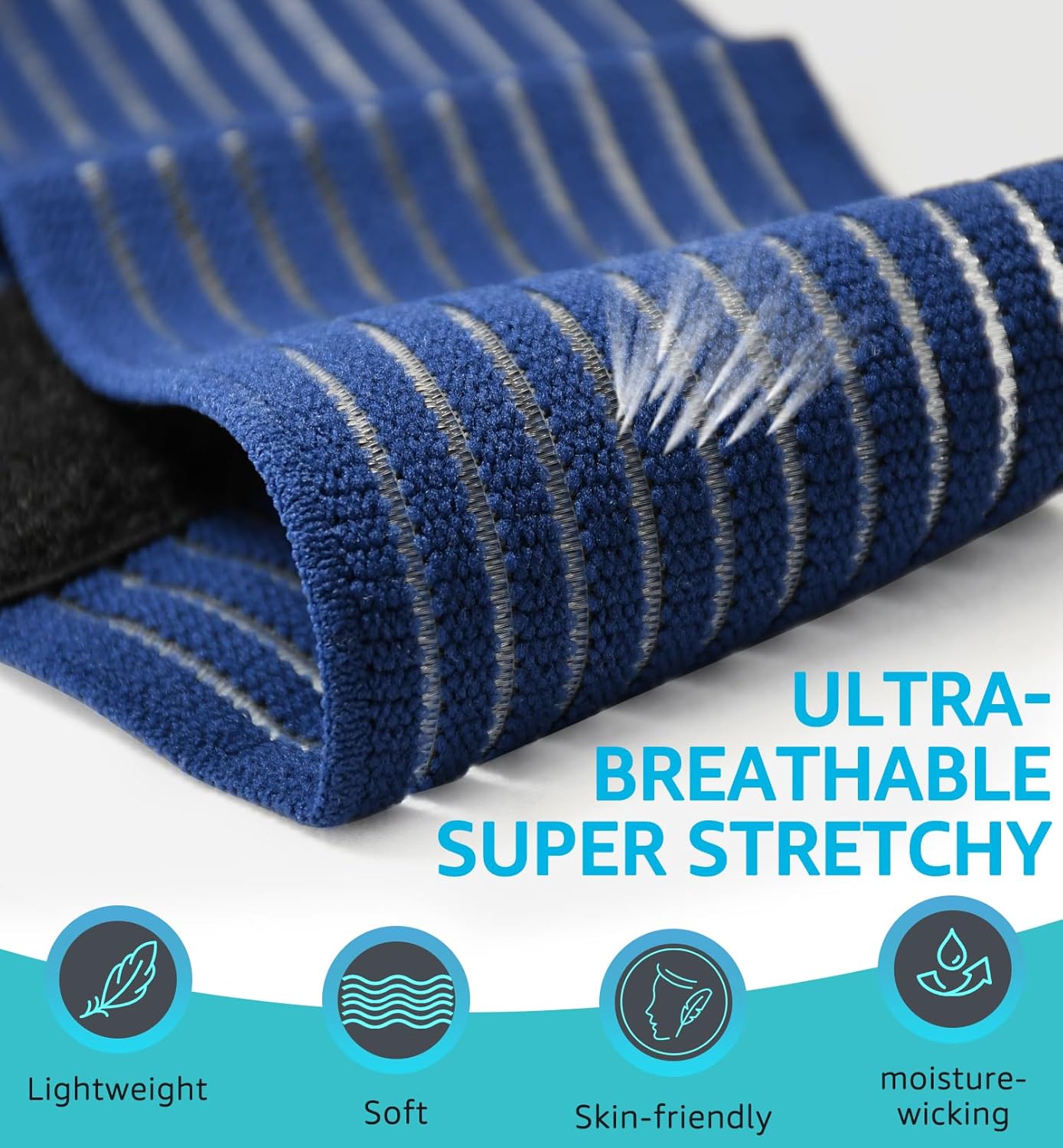 Compression Wrist Bands (2 PCS), High-Elastic Straps Wrist Wraps Wrist Brace for Sports Weightlifting Tennis Basketball Tendonitis Carpal Tunnel Arthritis - Breathable Fabric (Navy Blue)