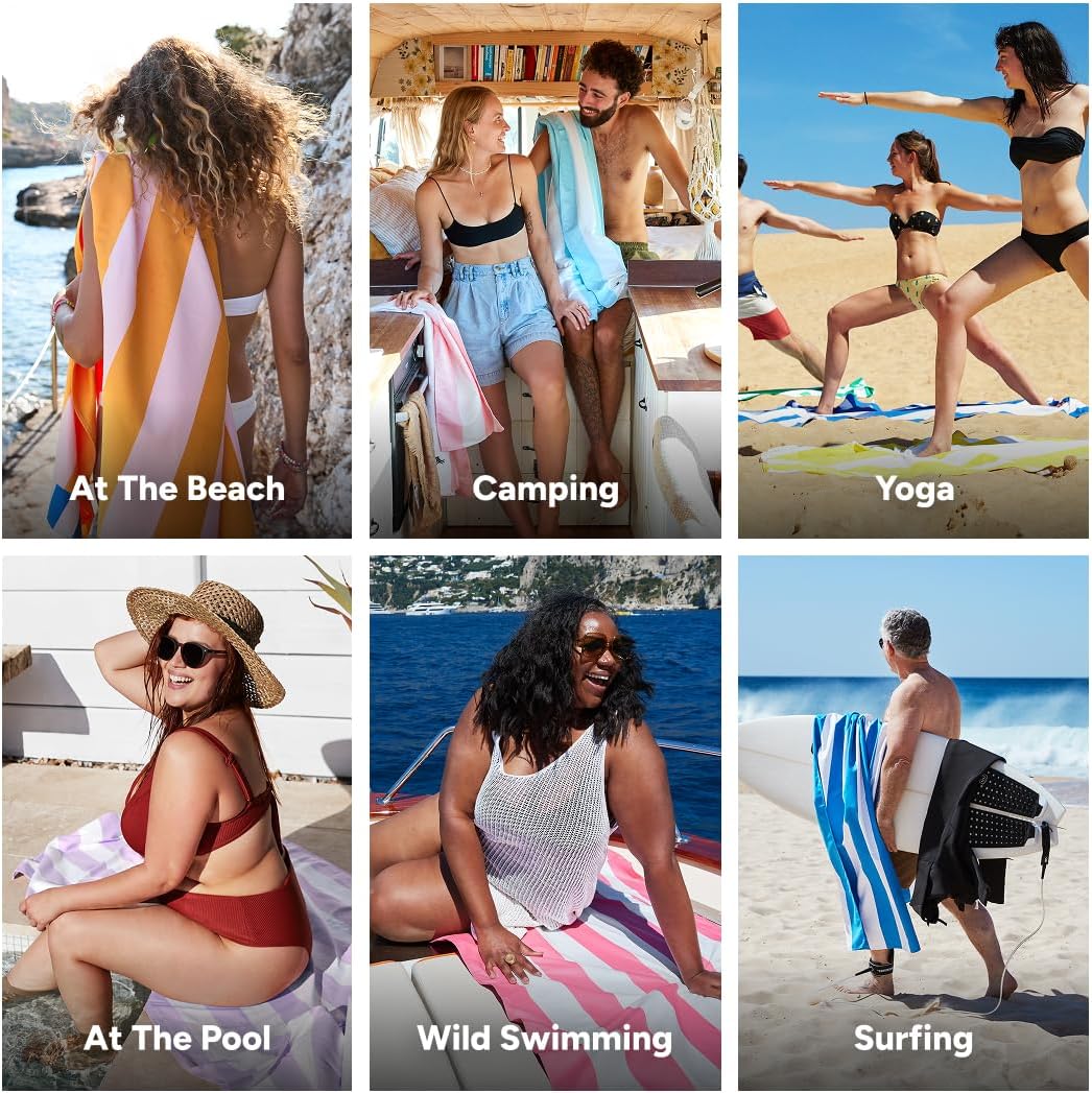 Dock & Bay Beach Towel - Quick Dry, Sand Free - Compact, Lightweight - 100% Recycled - Includes Bag - Mellow Yellow - Extra Large (200x90cm, 78x35)