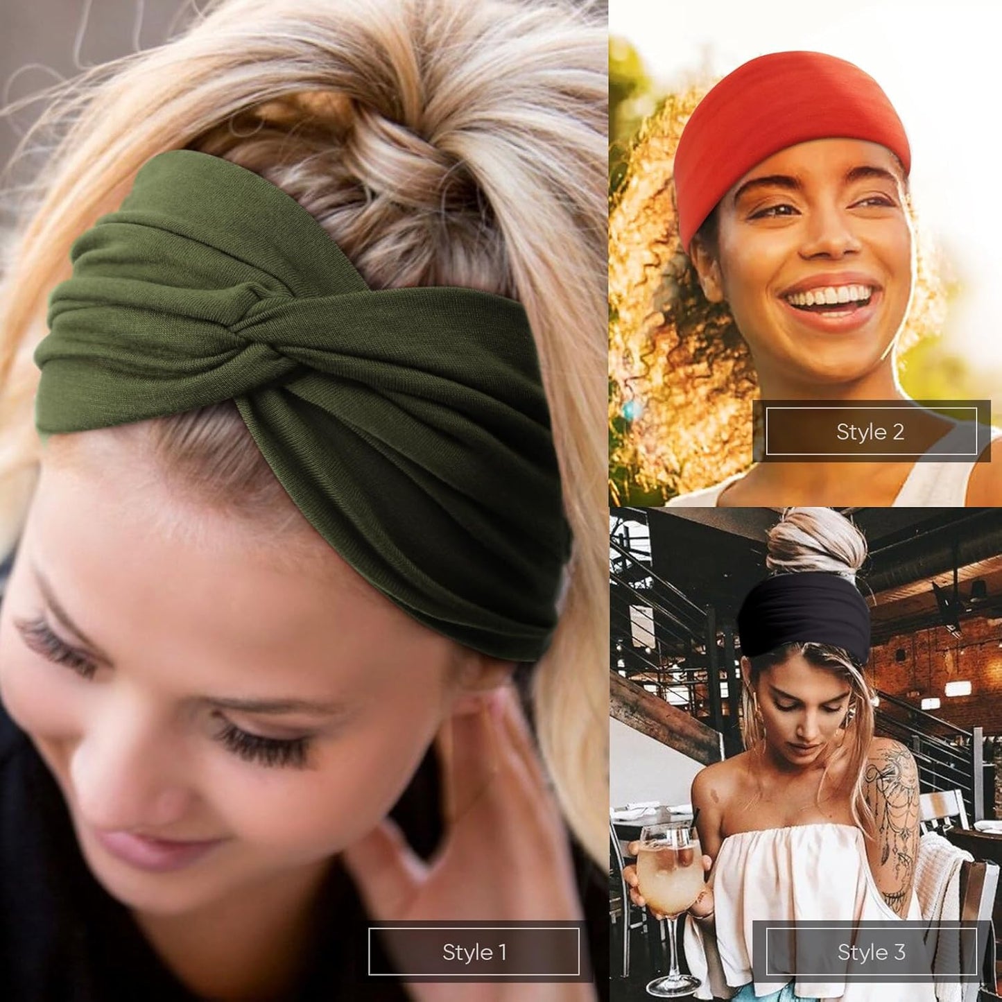 Extra Wide Headbands for Women Large Turban Headband Non Slip Boho Elastic Hairband Hair Twisted Knot Head Bands Accessories