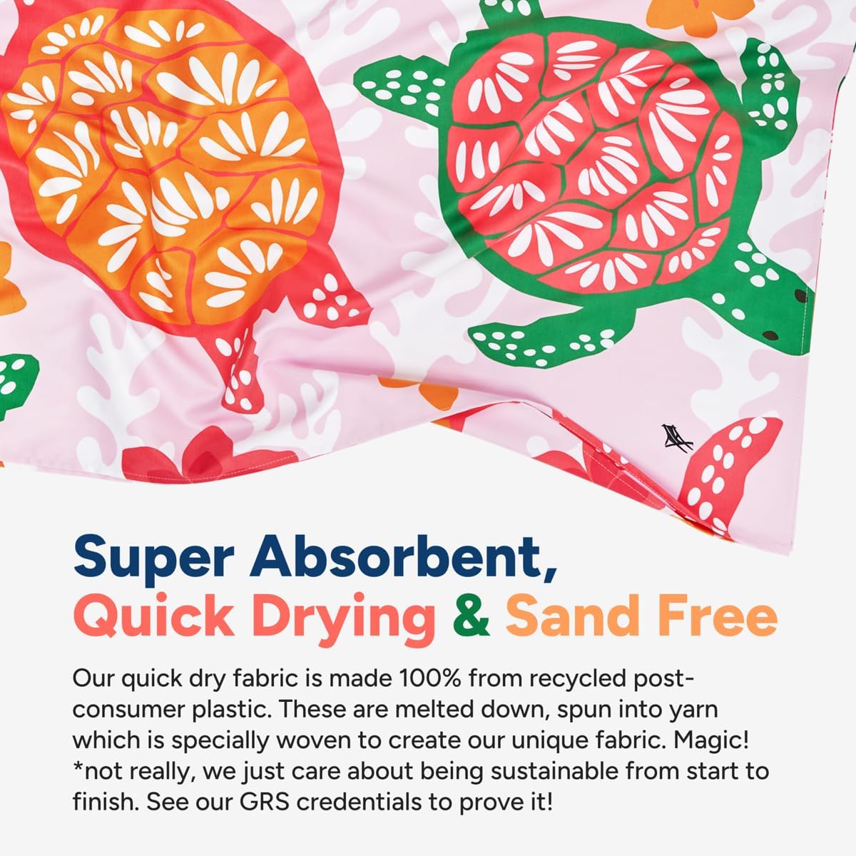 Dock & Bay Quick Drying Towel - for Sports & Gym - Compact, Lightweight - 100% Recycled - Includes Bag - Turtley Tropical, Medium (130x70cm, 51x27)