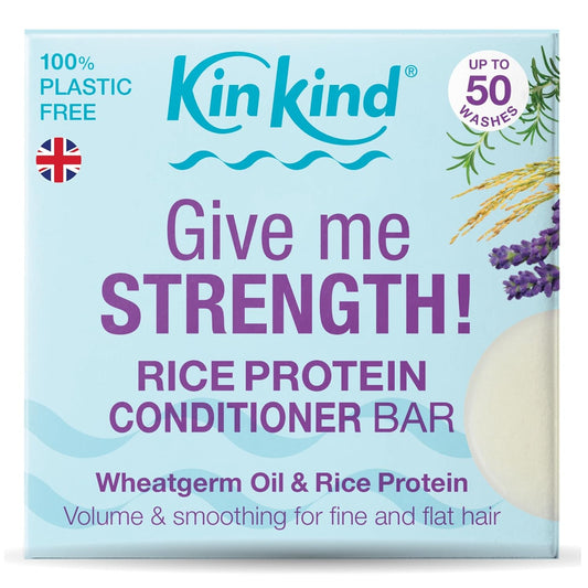 KinKind Rice Water Hair Conditioner Bar - Give Me STRENGTH! Hair Thickening, Volumising, Strengthening Conditioner Bar for hair with Rice Protein for Thinning hair | UK Made | 50 Washes
