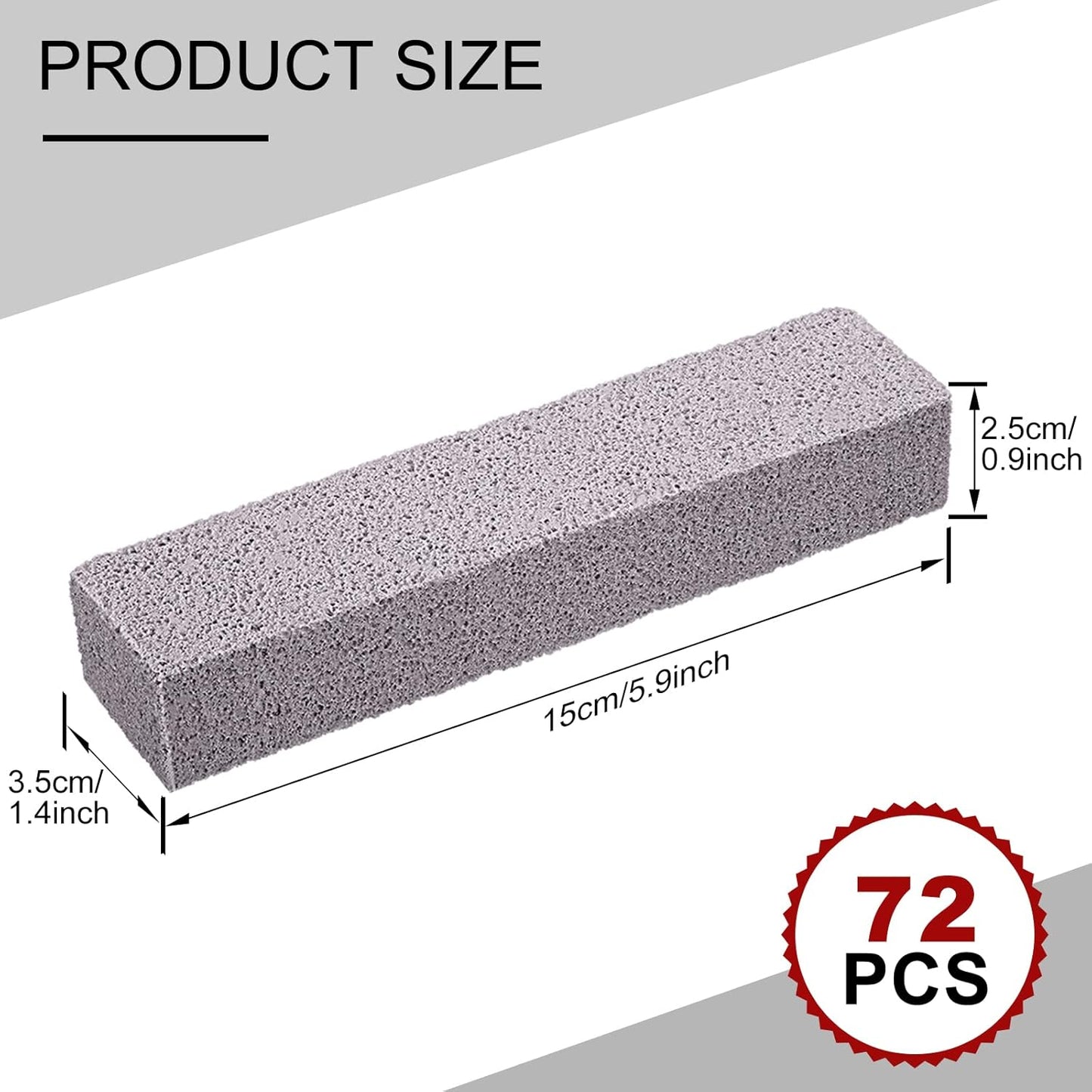 Chinco 72 Pack Pumice Stick for Cheaning, Pumice Scouring Stone Pad Removing Stain Grime Without Leaving Scratches for Kitchen Oven Stove Home Bathroom Toilet Pool House Cleaning Supplies