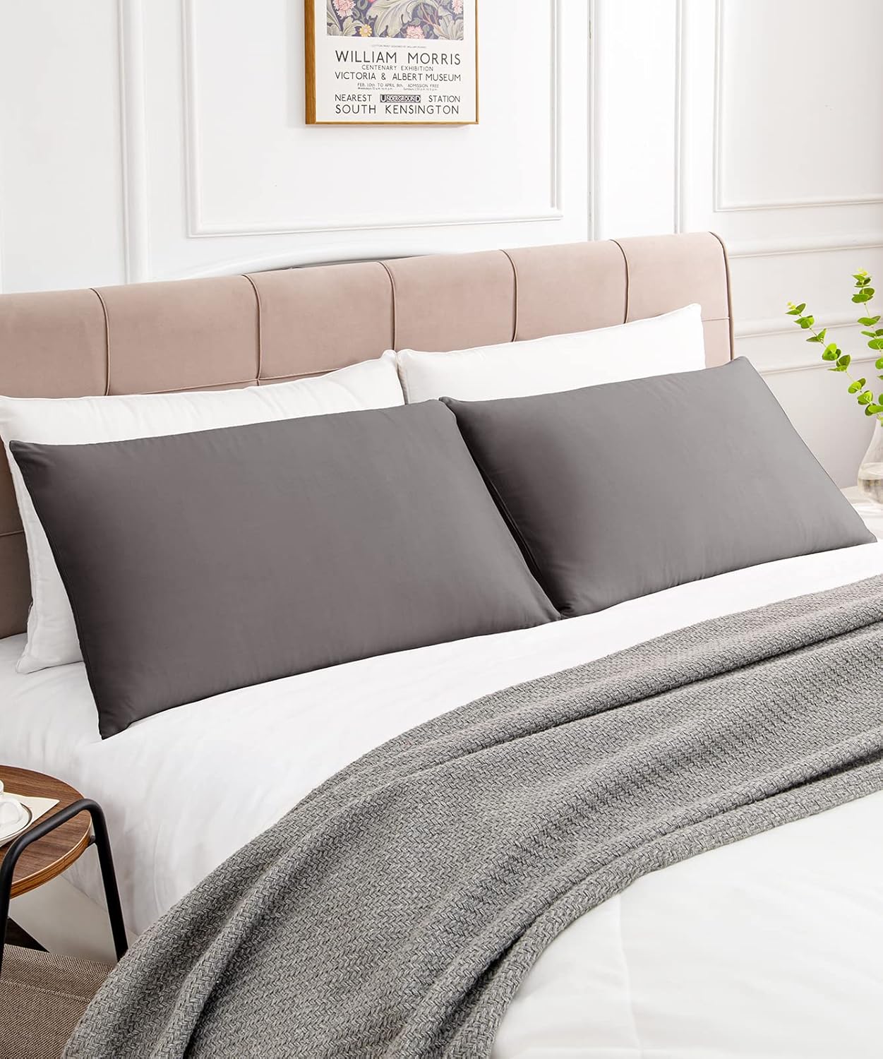 Warmstar Cotton Pillow Cases King Size Set of 2, 600 Thread Count Pillowcases 20x36 Inches, Soft Long Staple Cotton Pillowcases Breathable with Envelope Closure,Dark Grey