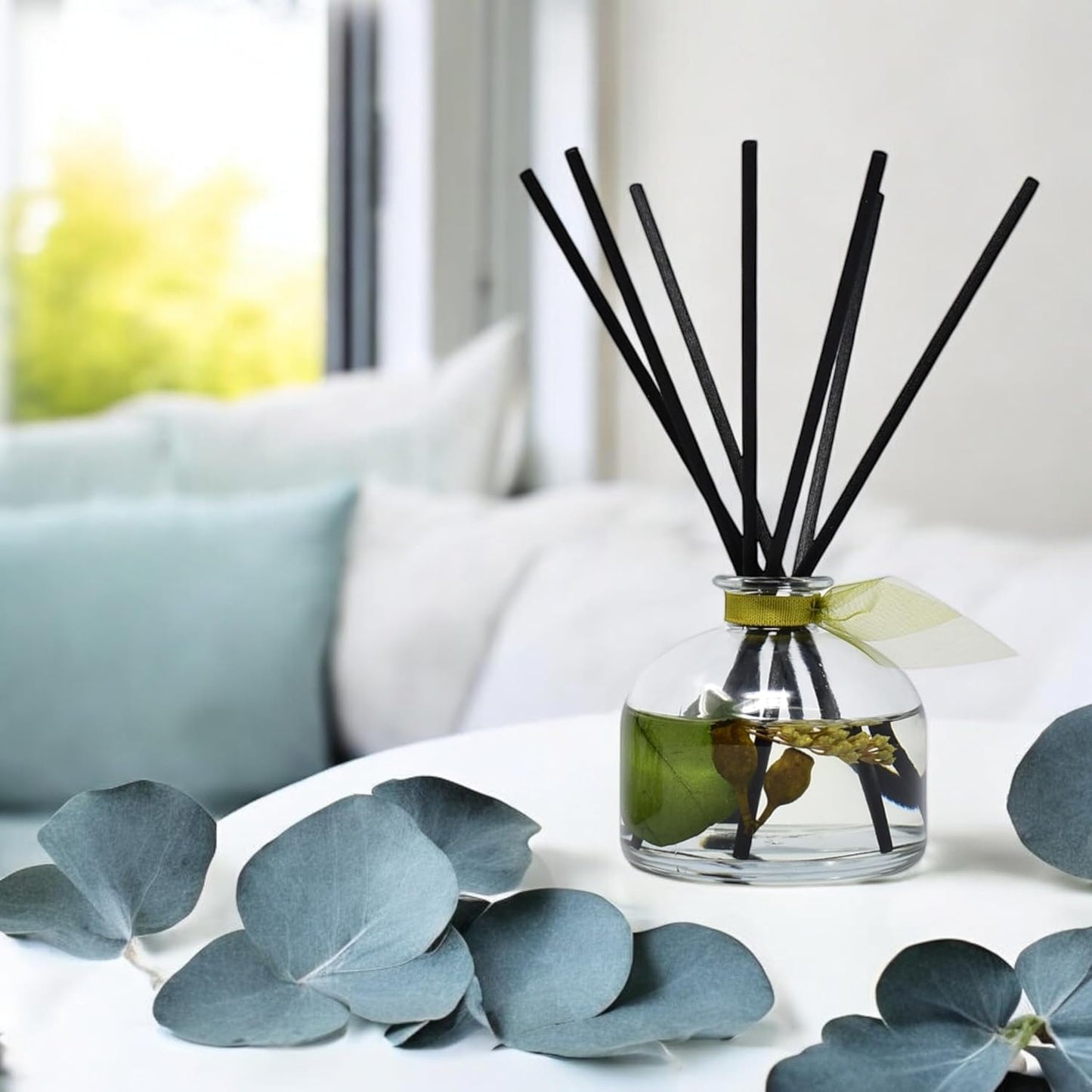 LOVSPA Eucalyptus Reed Diffuser Set for Home, Revive Fresh Eucalyptus, Sage, Citrus & Mint Scent Diffuser with Sticks for Bathroom Shelf Decor Accessories, Top Aromatherapy Gift for Women