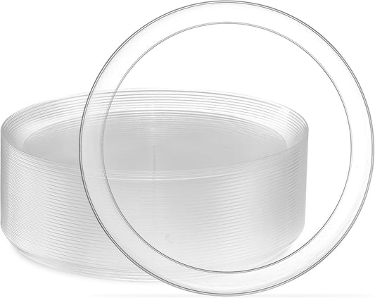PLASTICPRO Plastic Party Plates Edge Collection Premium heavyweight Elegant Disposable Tableware Dishes (Clear, 8.6'' INCH PLATES)
