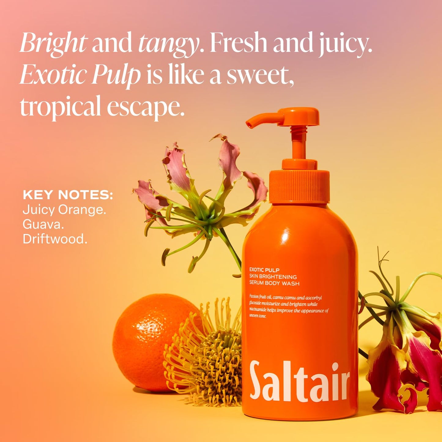 Saltair Body Wash, Exotic Pulp 2-Pack. Moisturizing Body Cleanser with Monoi Oil and Cupuacu Butter. Luxury Shower Gel for Women. Vegan, Cruelty-Free, Paraben-Free. 2x 17oz Pump Bottles.