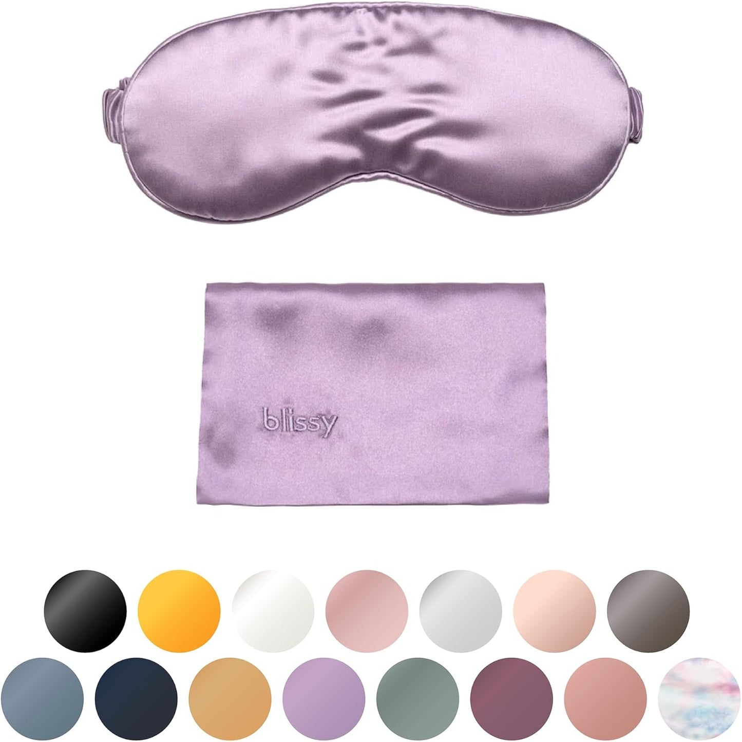 Blissy Silk Sleep Mask - Silk Eye Sleeping Mask for Women & Men for Total Blackout - 100% Pure Mulberry Silk, 22 Momme 6a Fibers - Blindfold Silk Sleep Mask Side Sleeper Eye Cover (Lavender)