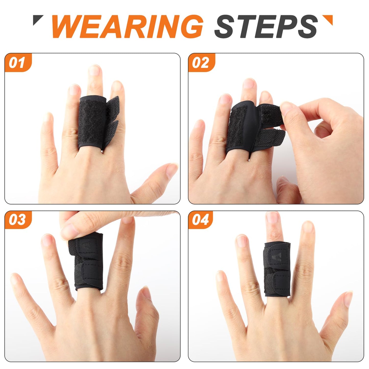 2PCS Finger Splints (No Metal Support) – Adjustable Compression Neoprene Finger Sleeves/Brace for Arthritis, Tendonitis & Pain Relief, Elastic Buddy Straps for Sports (Basketball, Tennis, Volleyball, Badminton) – Single Finger Design, M