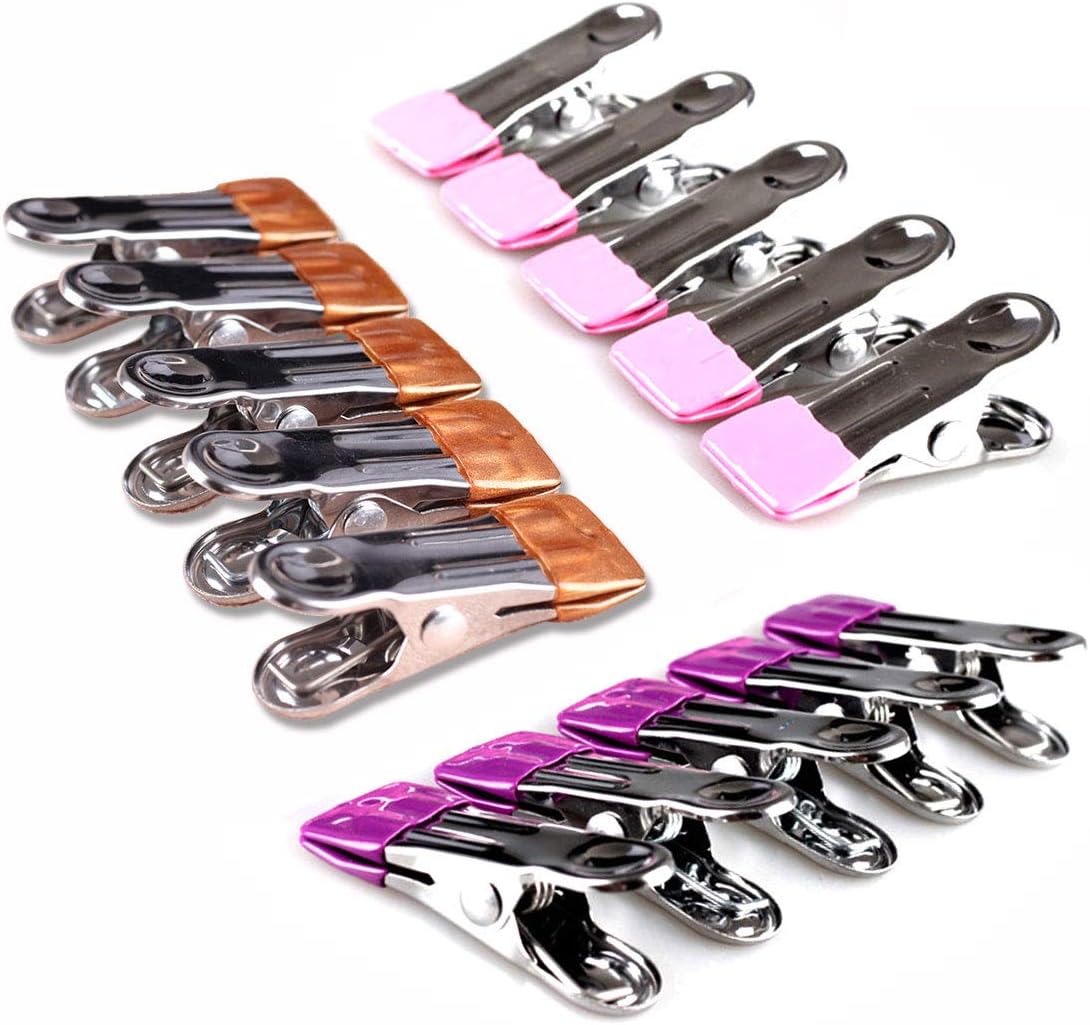 Stainless Steel Clothes Pins: 30 Packs Metal Beach Towel Clips, Pool Cover Clips,Heavy Duty Close Pins ,Hanging Towel Clamp Cloth Clips,Beach Chair Towel Clip