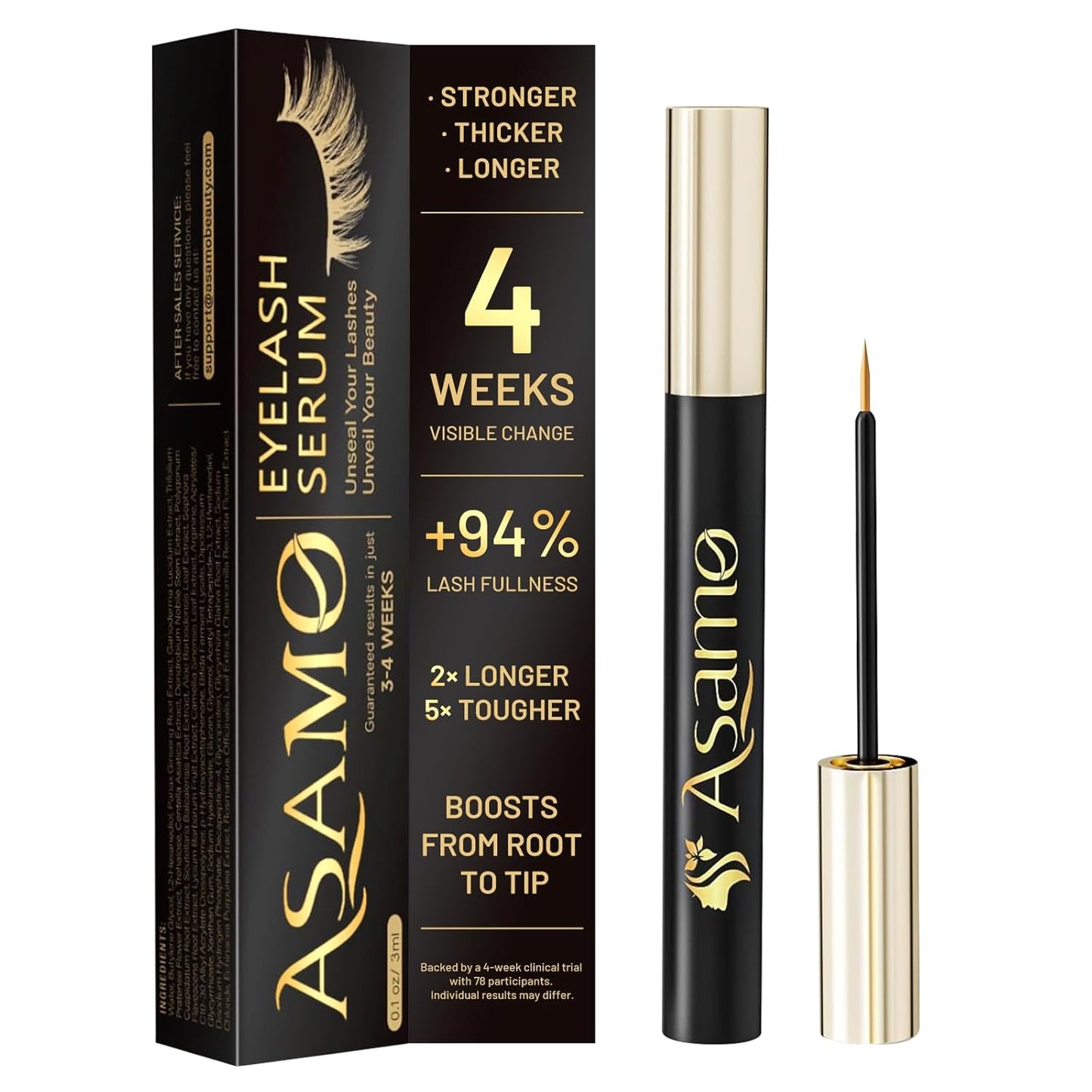 Eyelash Growth Serum – Lash Serum for Eyelash Growth with 15 Plant Extracts for Longer Thicker Fuller Lashes Nourishing Formula to Enhance Natural Beauty Hypoallergenic Oil Free lash growth serum -3ml