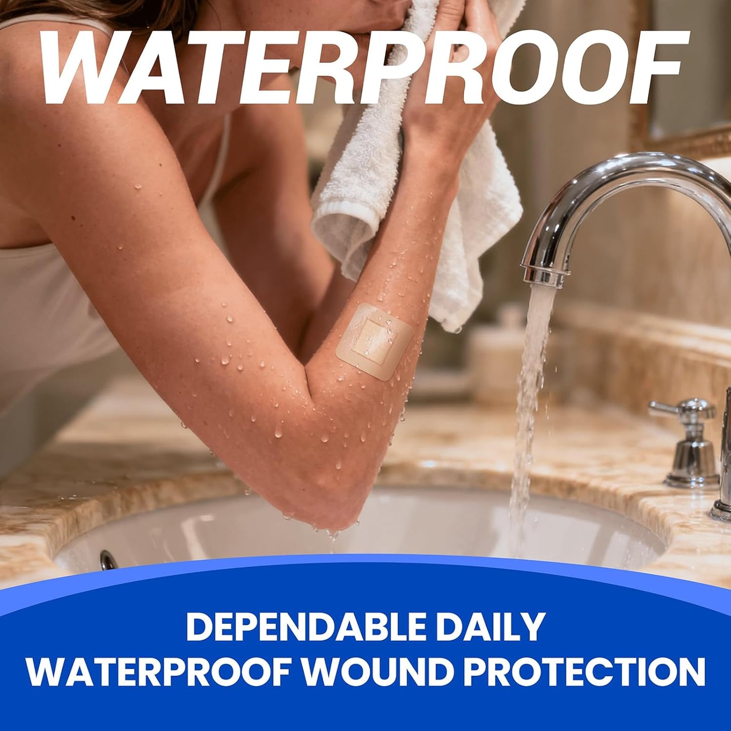 Large Waterproof Bandages 2x2 Silicone Foam Dressing for Sensitive Skin Wound Care, Adhesive Cohesive Pad with Border for First Aid, Post Surgical and Burn, Pressure, Scar Healing (20 PCS)