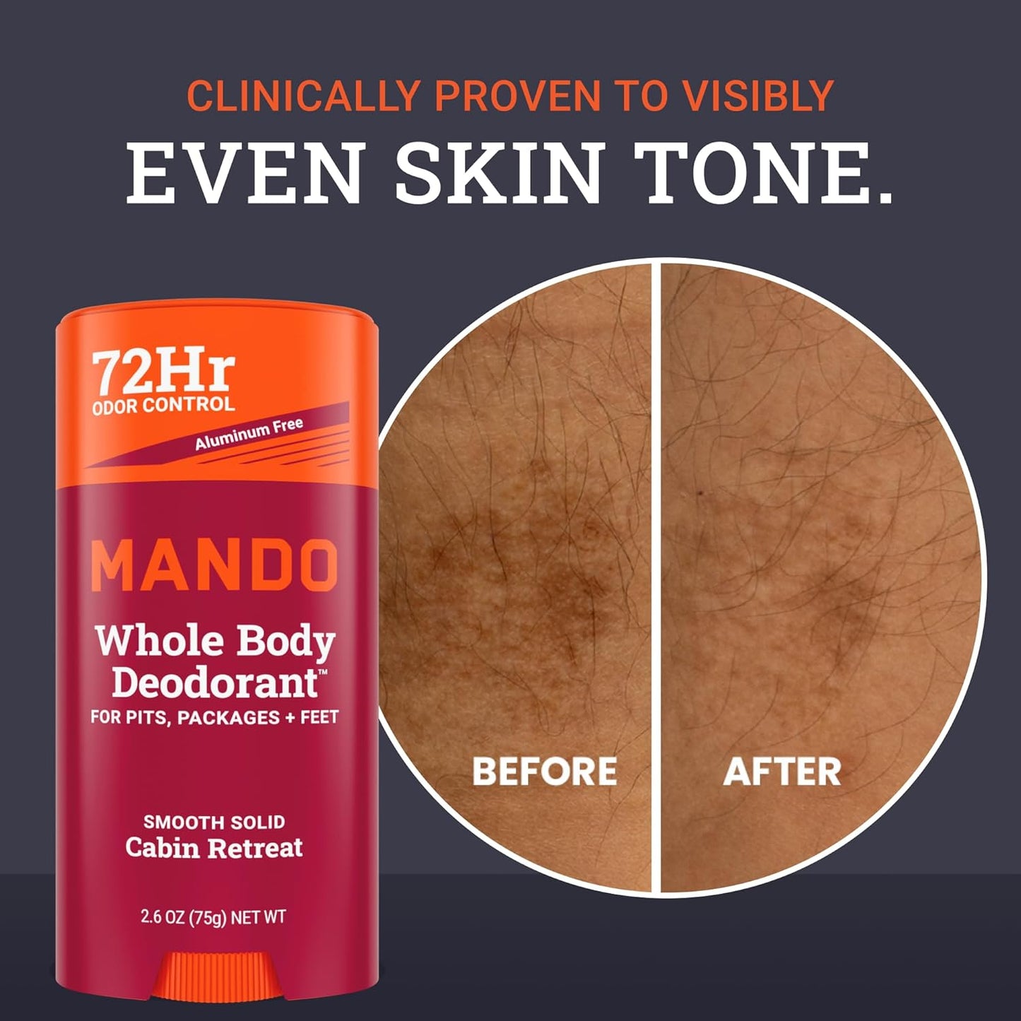 Mando Whole Body Deodorant For Men - Smooth Solid Stick - 72 Hour Odor Control - Aluminum Free, Baking Soda Free, Skin Safe - 2.6 Ounce (Pack of 2) - Cabin Retreat Limited Edition Scent